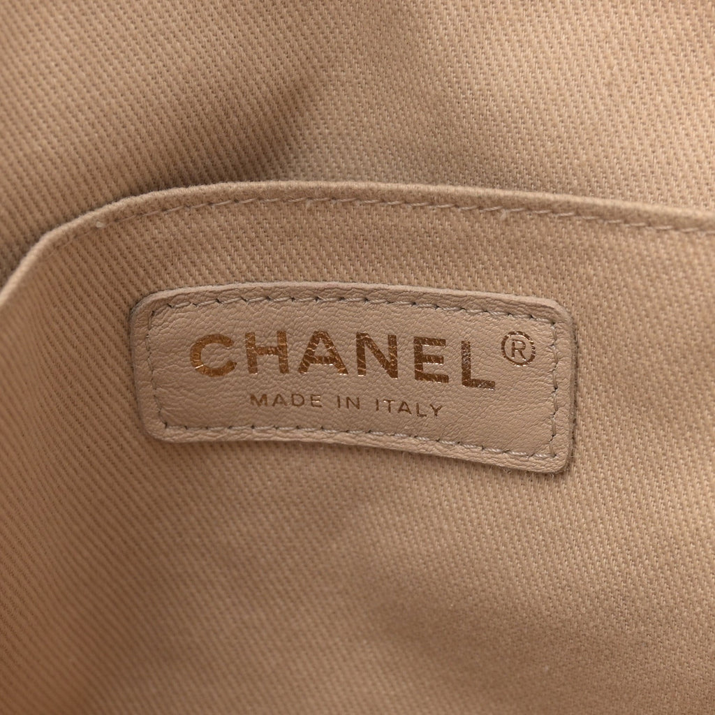 Caviar Stitched Shopping Tote Beige