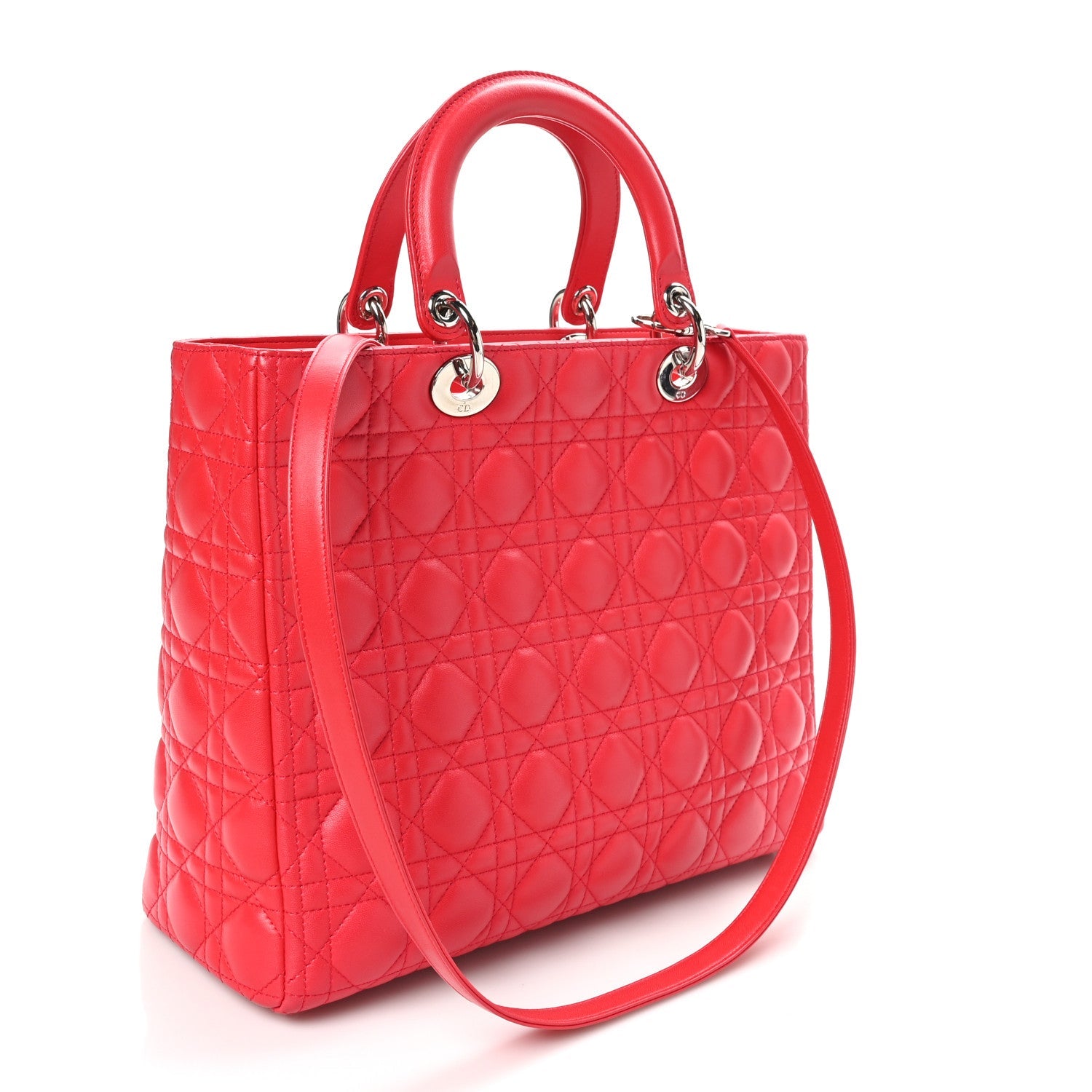 Lambskin Cannage Large Lady Dior Red
