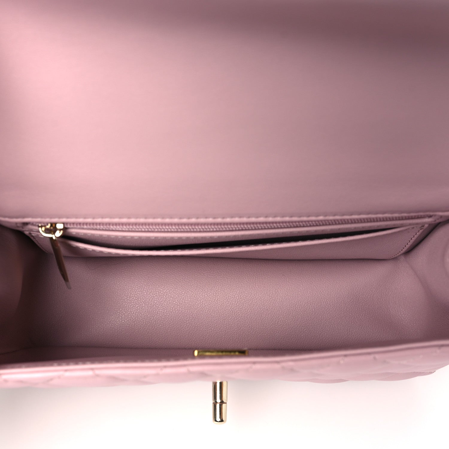 Lambskin Quilted Mini Top Handle Rectangular Flap Light Pink