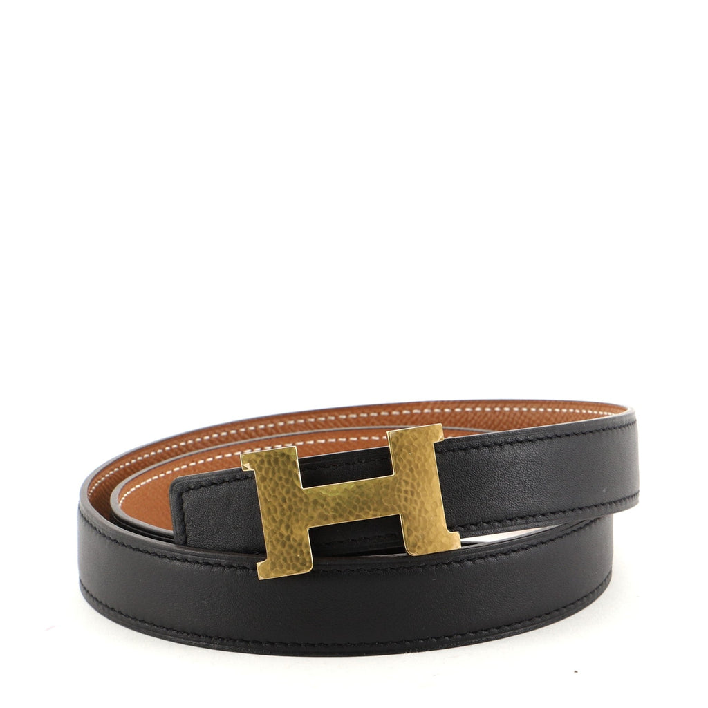 Constance Martelee H Reversible Belt Leather with Hammered Hardware Thin 75