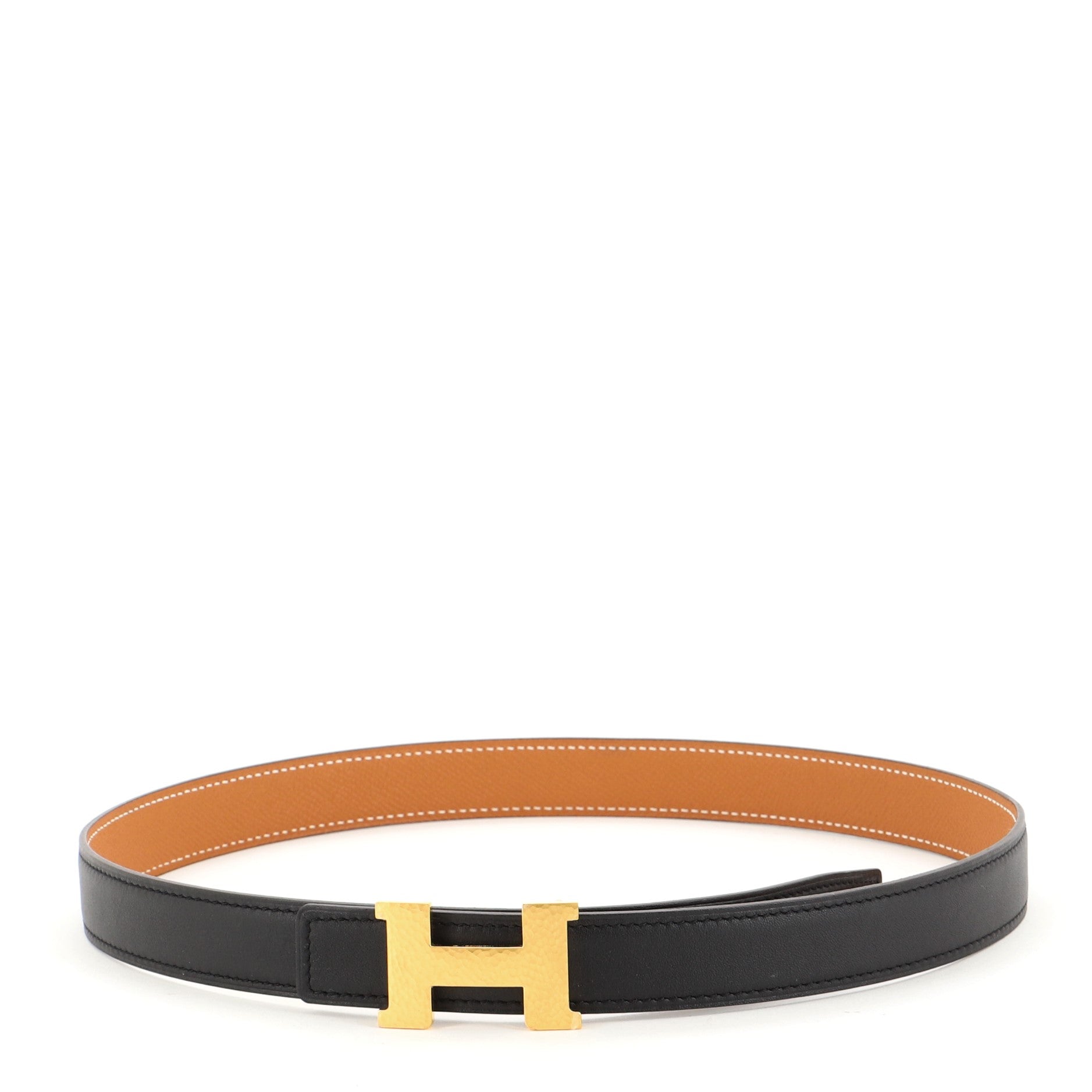 Constance Martelee H Reversible Belt Leather with Hammered Hardware Thin 75