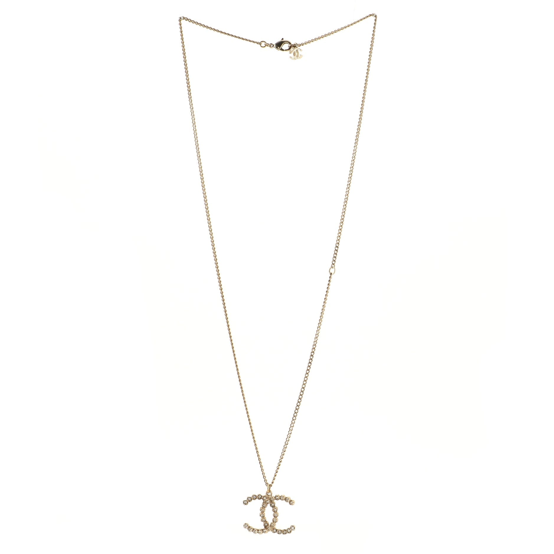 CC Pendant Necklace Metal with Crystals