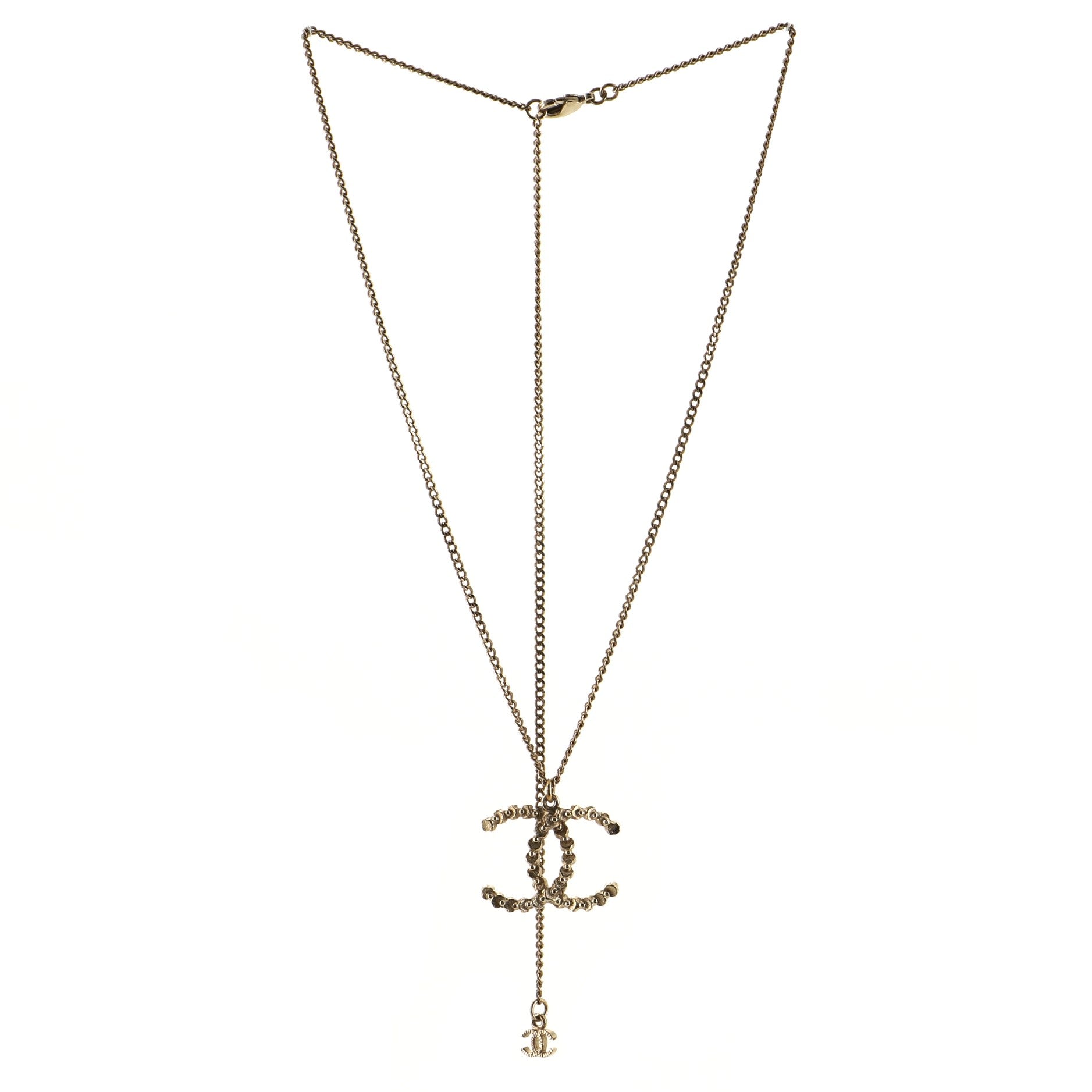 CC Pendant Necklace Metal with Crystals
