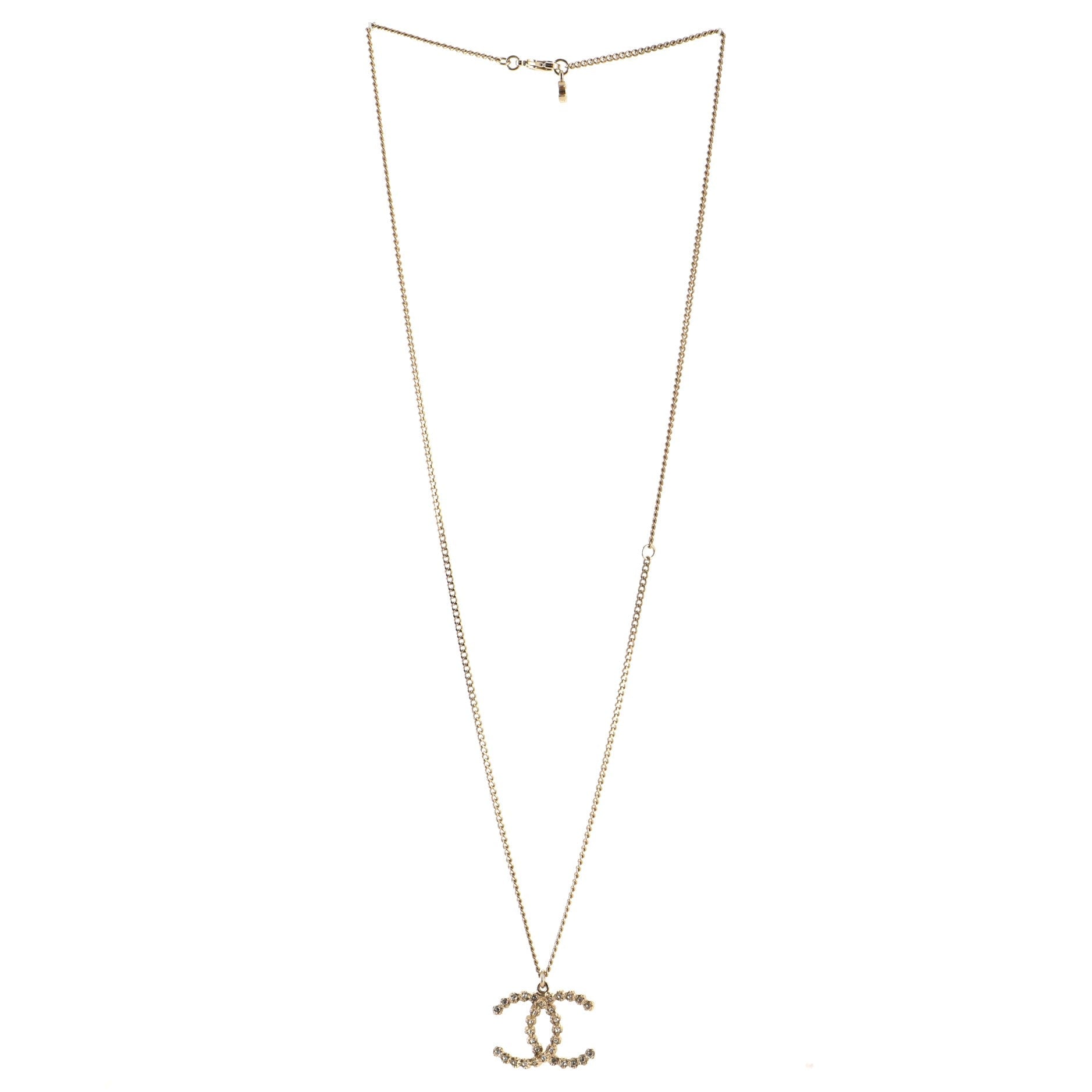 CC Pendant Necklace Metal with Crystals