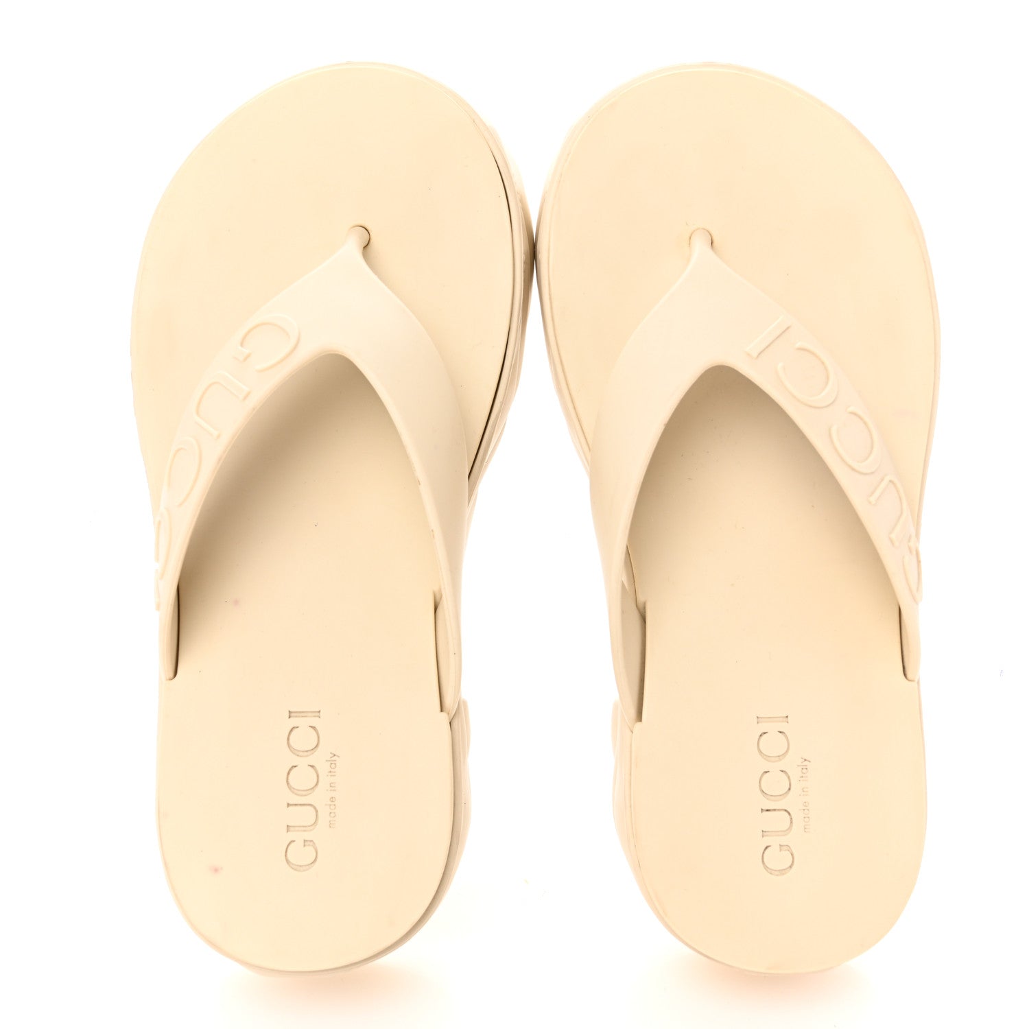 Rubber Chevron Logo Embossed Womens Thong Platform Sandals 37 White
