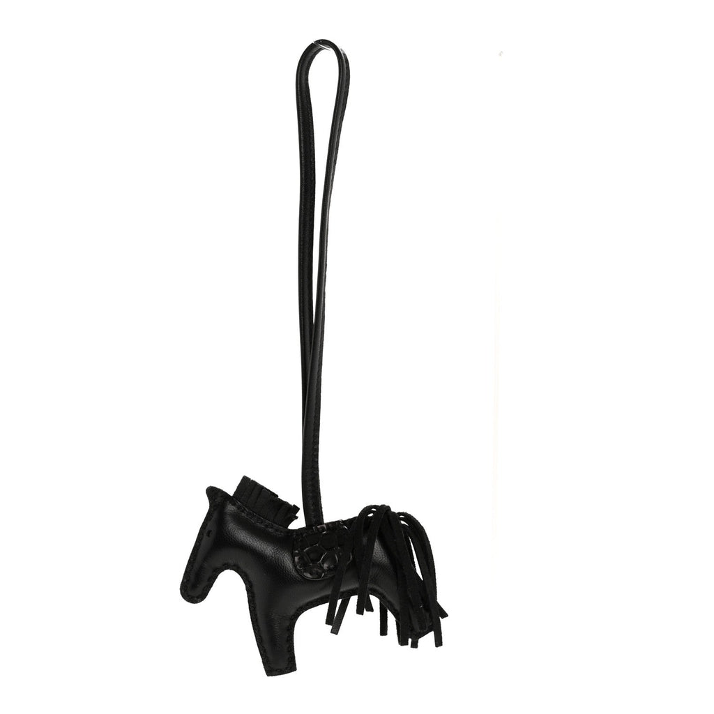 Milo Lambskin Matte Alligator Touch Grigri Rodeo Horse Bag Charm PM So Black