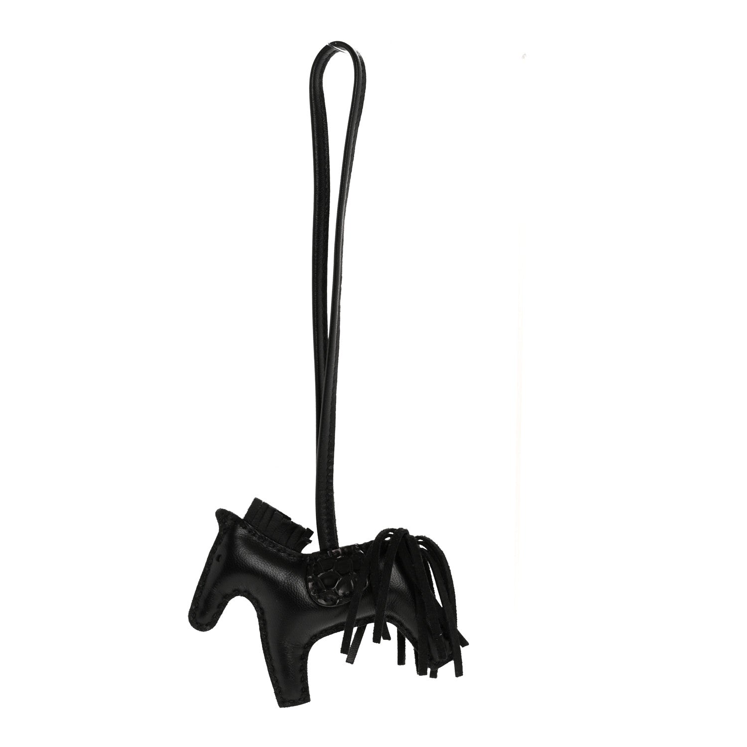 Milo Lambskin Matte Alligator Touch Grigri Rodeo Horse Bag Charm PM So Black