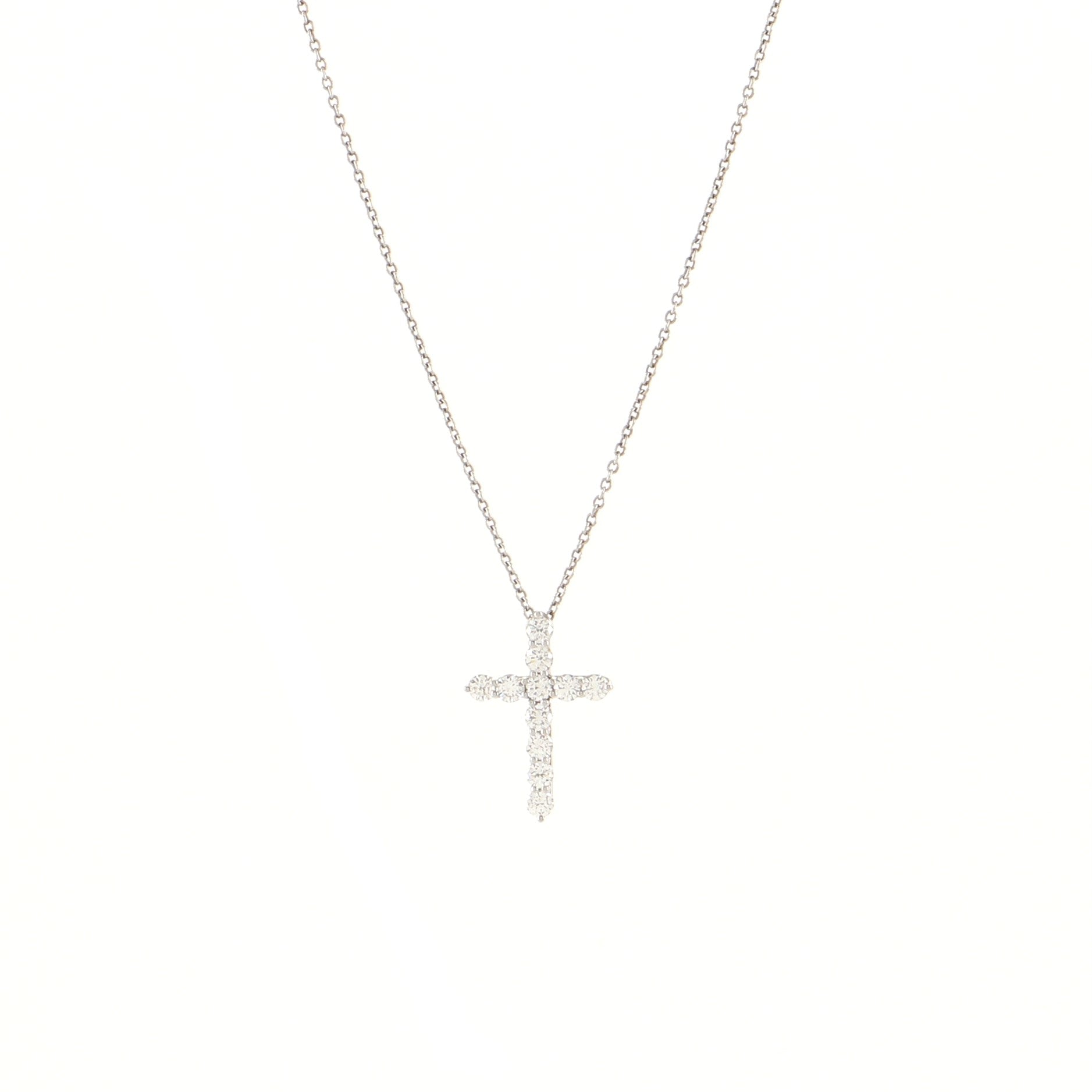 Cross Pendant Necklace Platinum and Diamonds Small