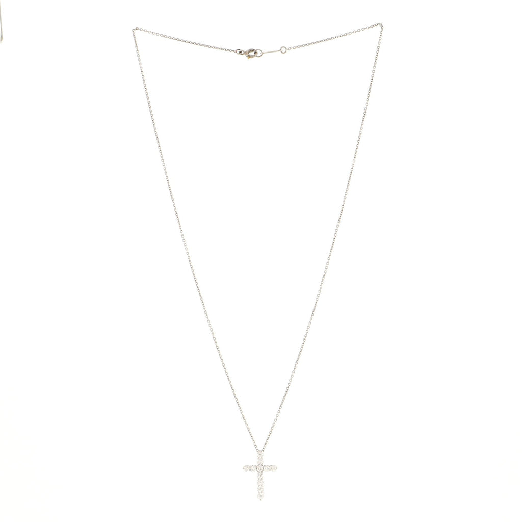 Cross Pendant Necklace Platinum and Diamonds Small