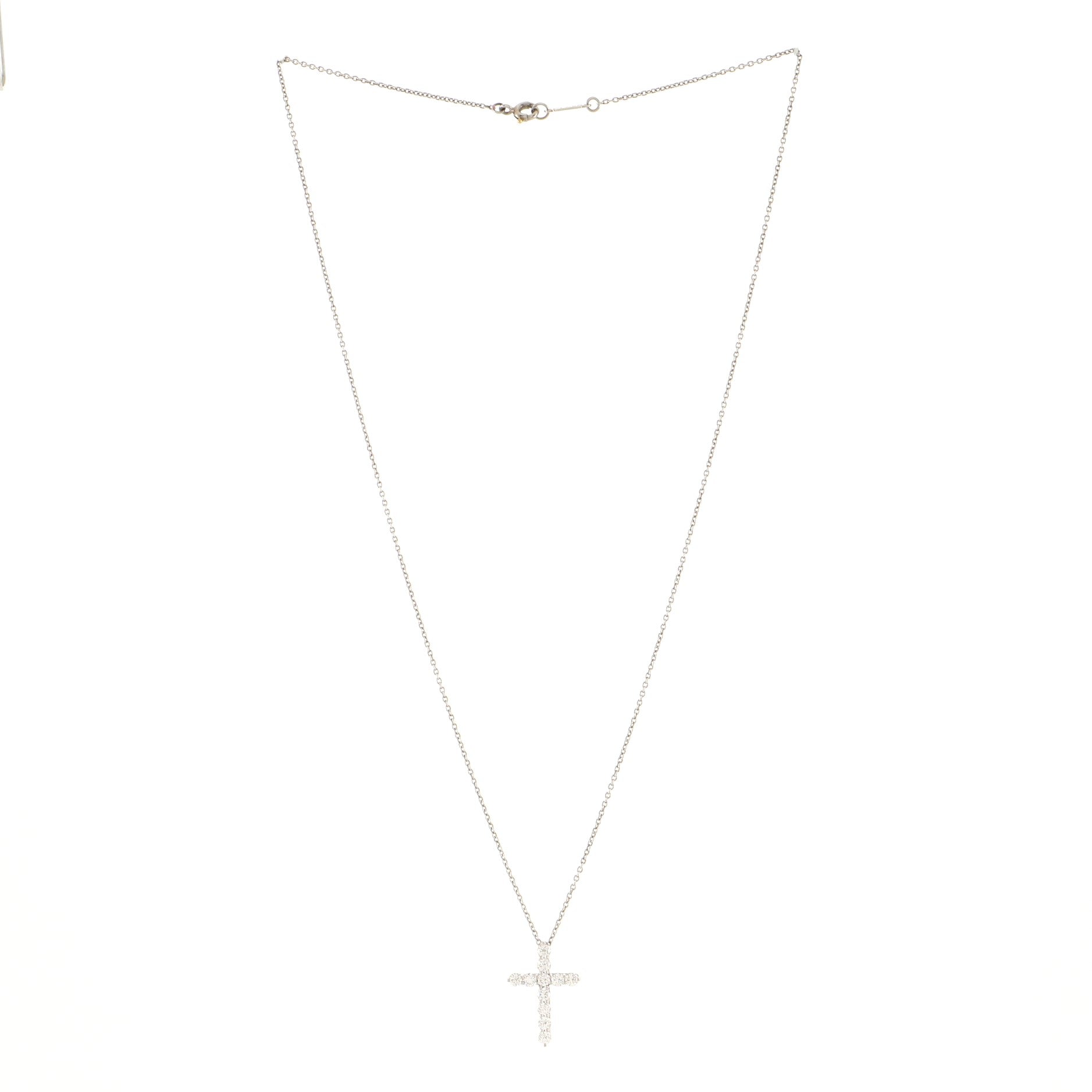Cross Pendant Necklace Platinum and Diamonds Small