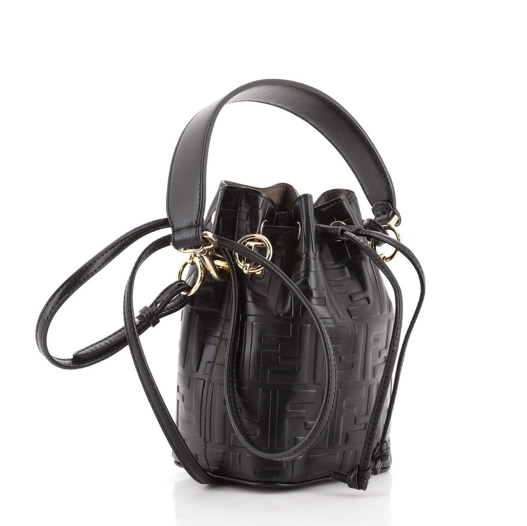 Mon Tresor Bucket Bag Zucca Embossed Leather Mini