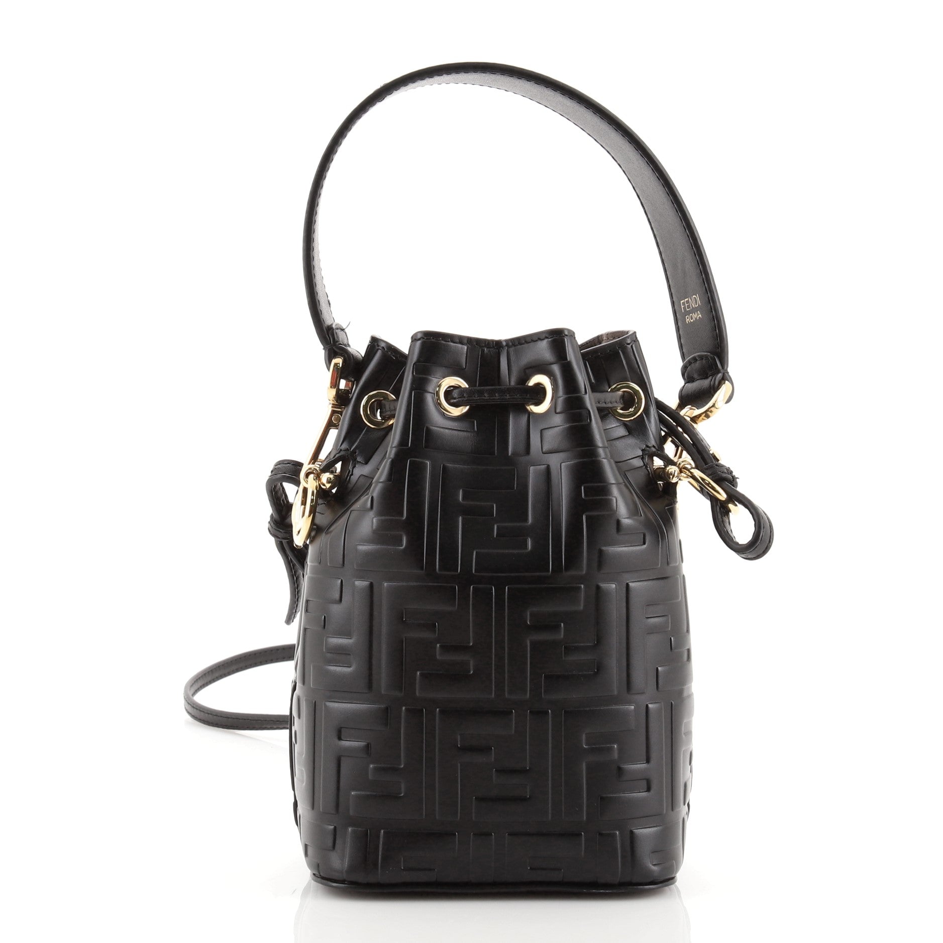 Mon Tresor Bucket Bag Zucca Embossed Leather Mini