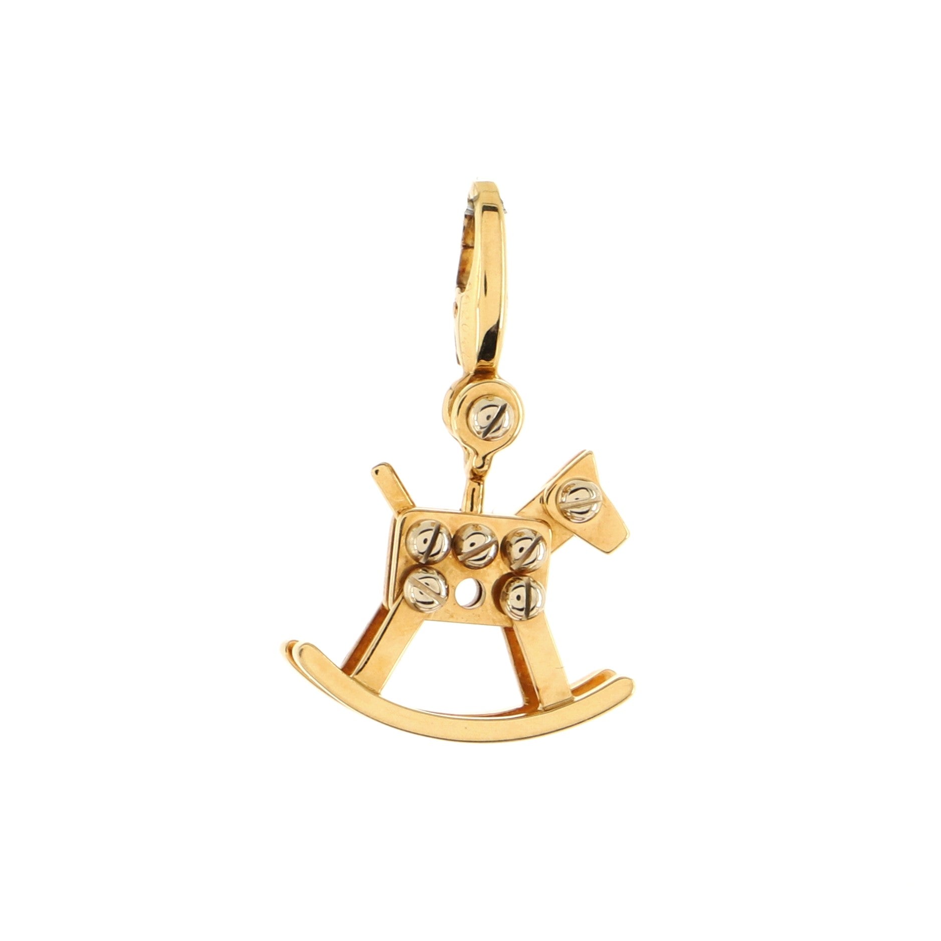 Rocking Horse Charm Pendant Necklace 18K Yellow Gold