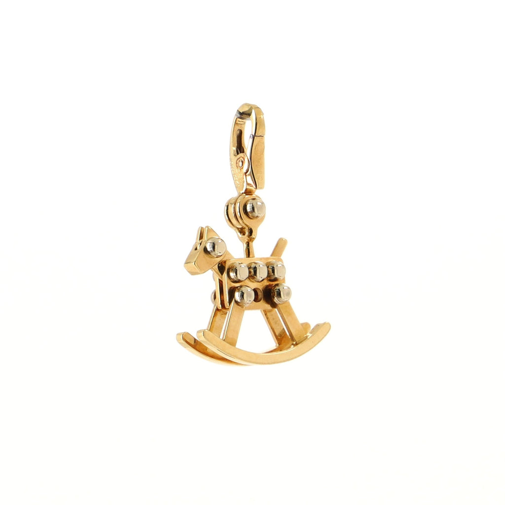 Rocking Horse Charm Pendant Necklace 18K Yellow Gold