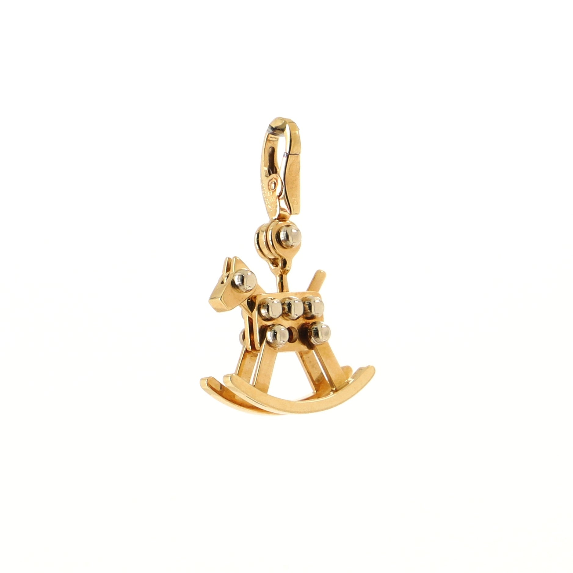 Rocking Horse Charm Pendant Necklace 18K Yellow Gold