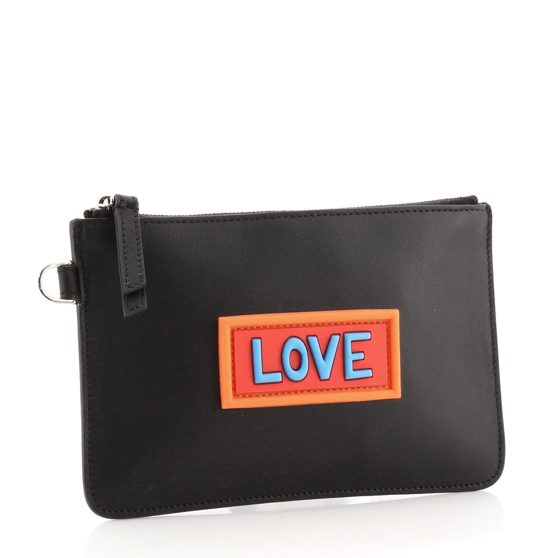 Vocabulary Flat Pouch Patchwork Leather Mini