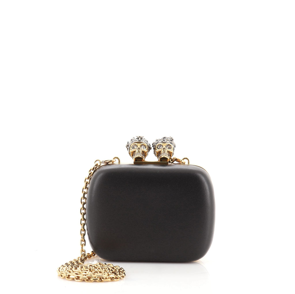 Skull Box Convertible Clutch Leather Mini