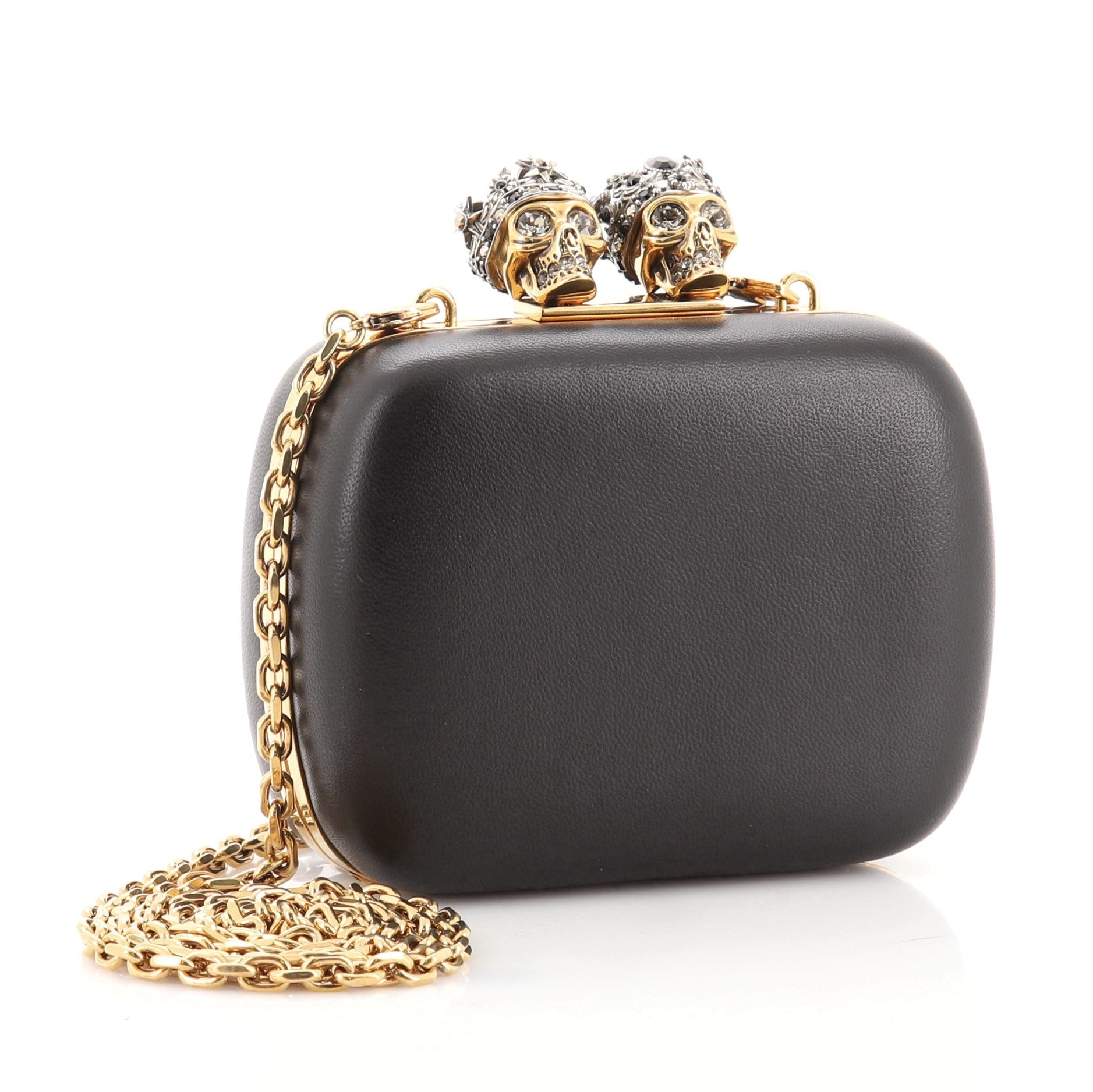Skull Box Convertible Clutch Leather Mini