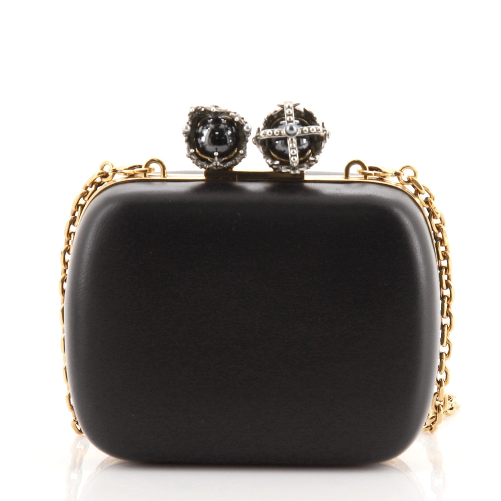 Skull Box Convertible Clutch Leather Mini