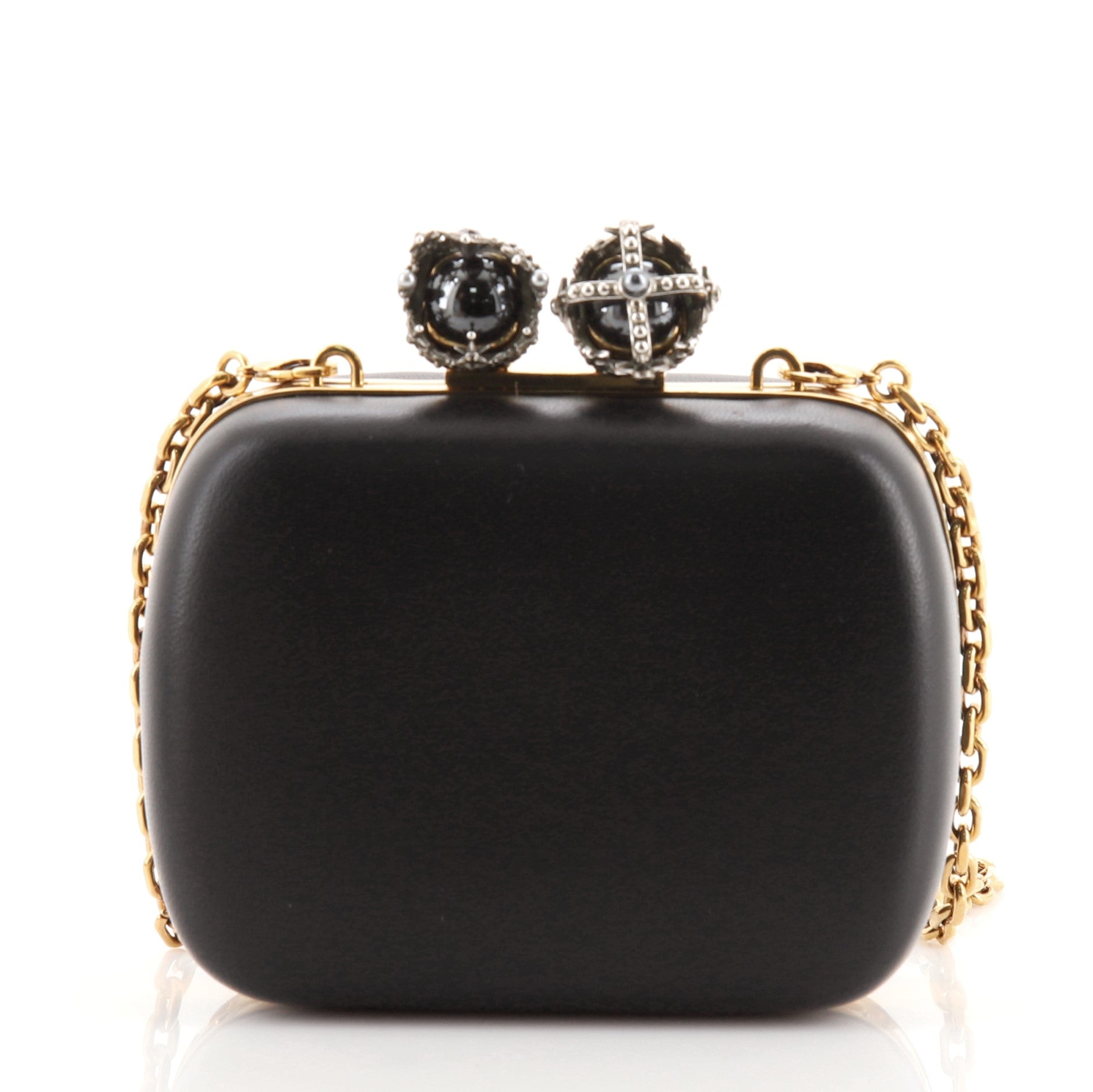 Skull Box Convertible Clutch Leather Mini