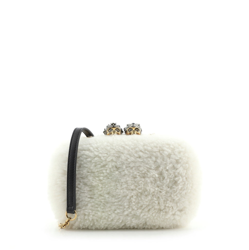 Skull Box Convertible Clutch Shearling Small