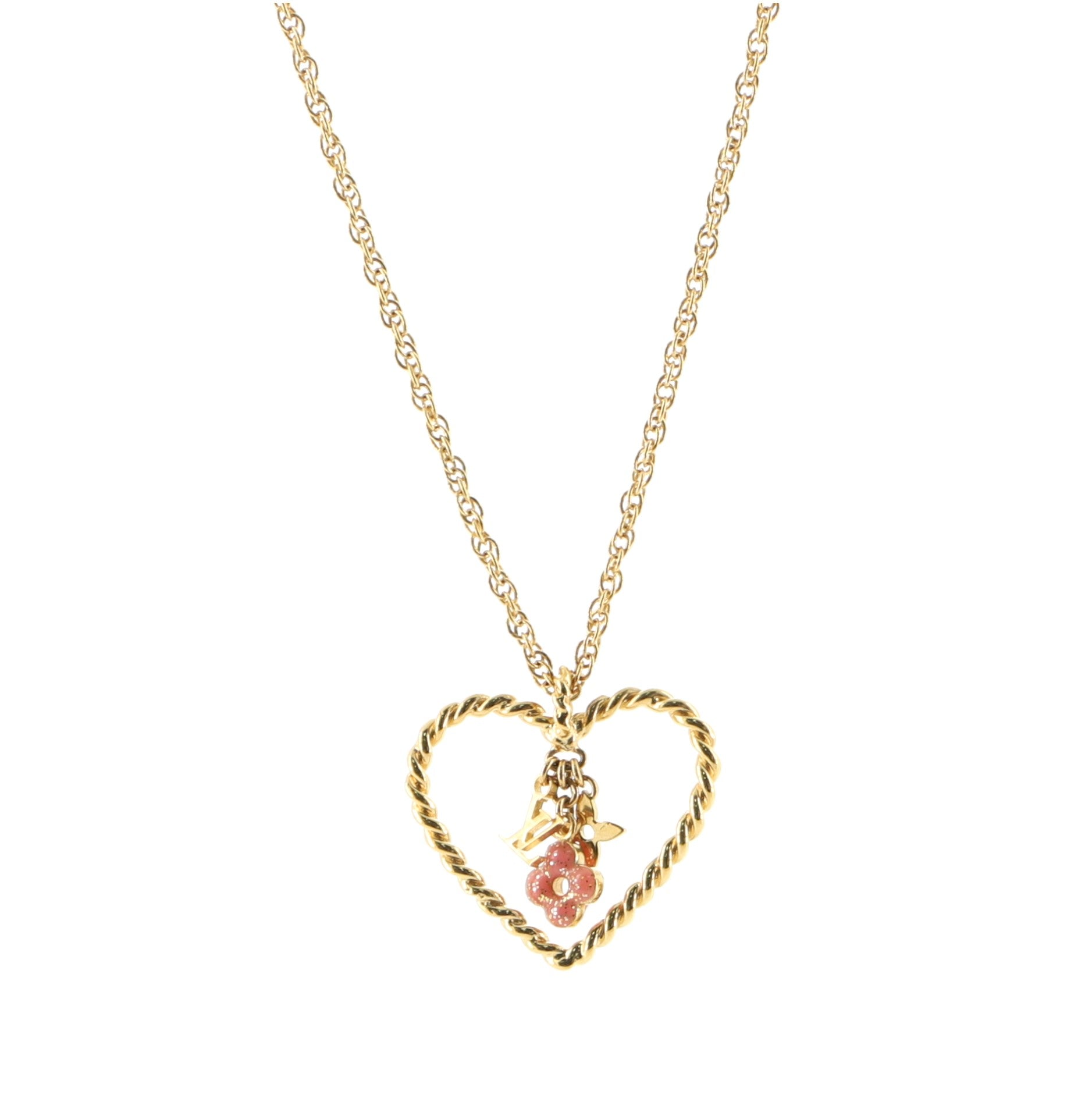 Sweet Monogram In My Heart Pendant Necklace Metal with Enamel