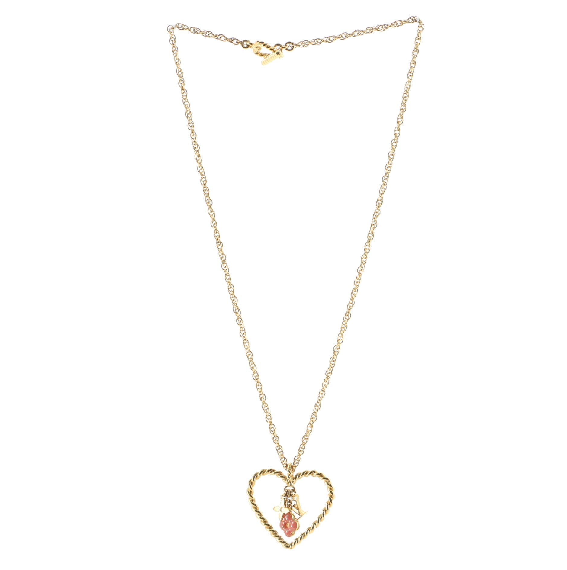 Sweet Monogram In My Heart Pendant Necklace Metal with Enamel