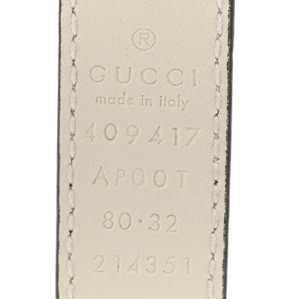 Calfskin Double G 20mm Belt 80 32 Mystic White