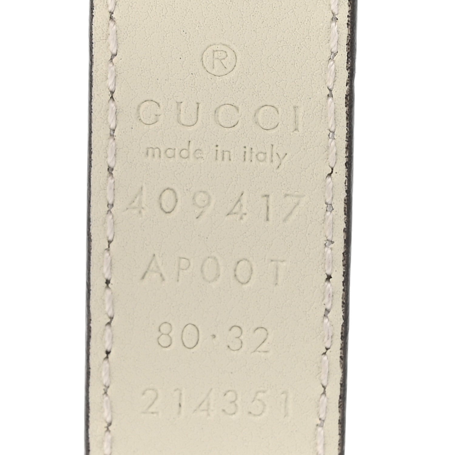 Calfskin Double G 20mm Belt 80 32 Mystic White