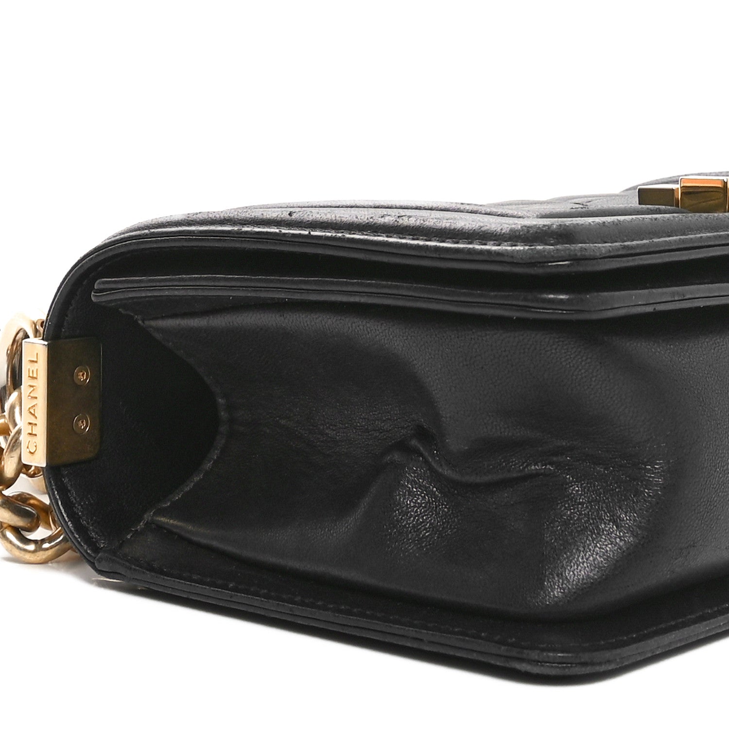 Lambskin Quilted Small Boy Flap Black
