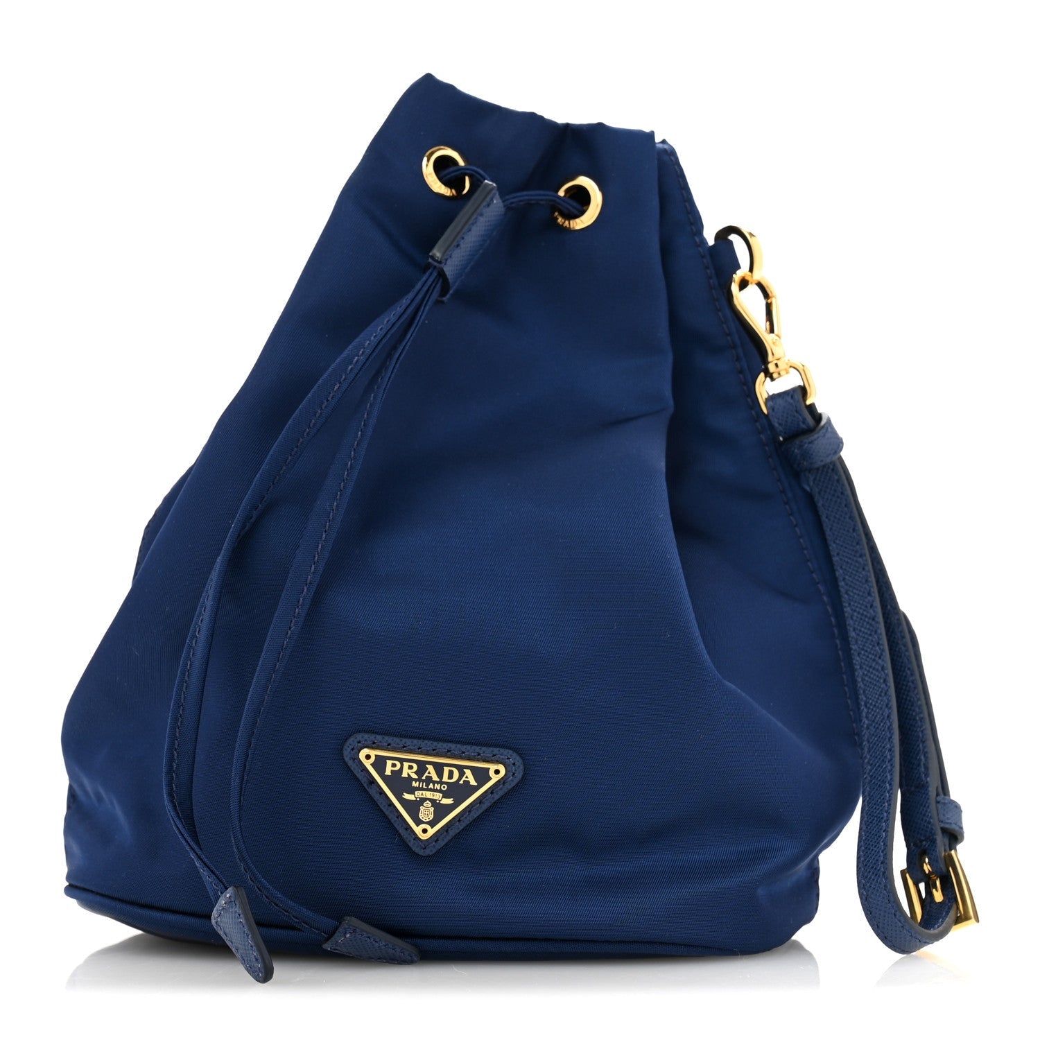 Saffiano Tessuto Nylon Bucket Wristlet Royal
