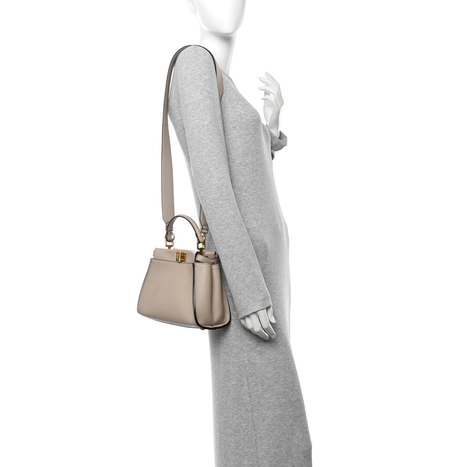 Vitello Seta Canvas FF Embroidered Mini Peekaboo Iconic Satchel Nuvola