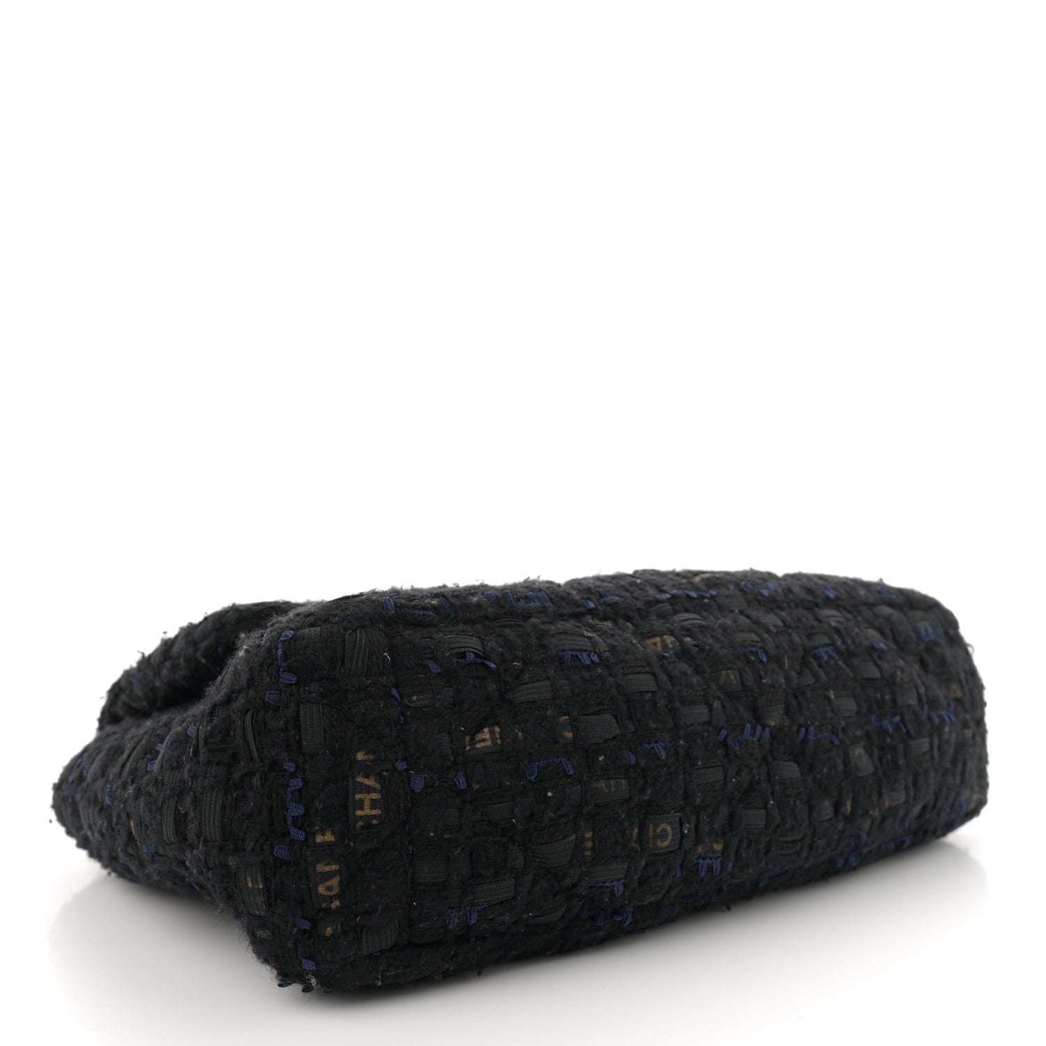 Tweed Quilted Large Chanel 19 Flap Black Navy Gold