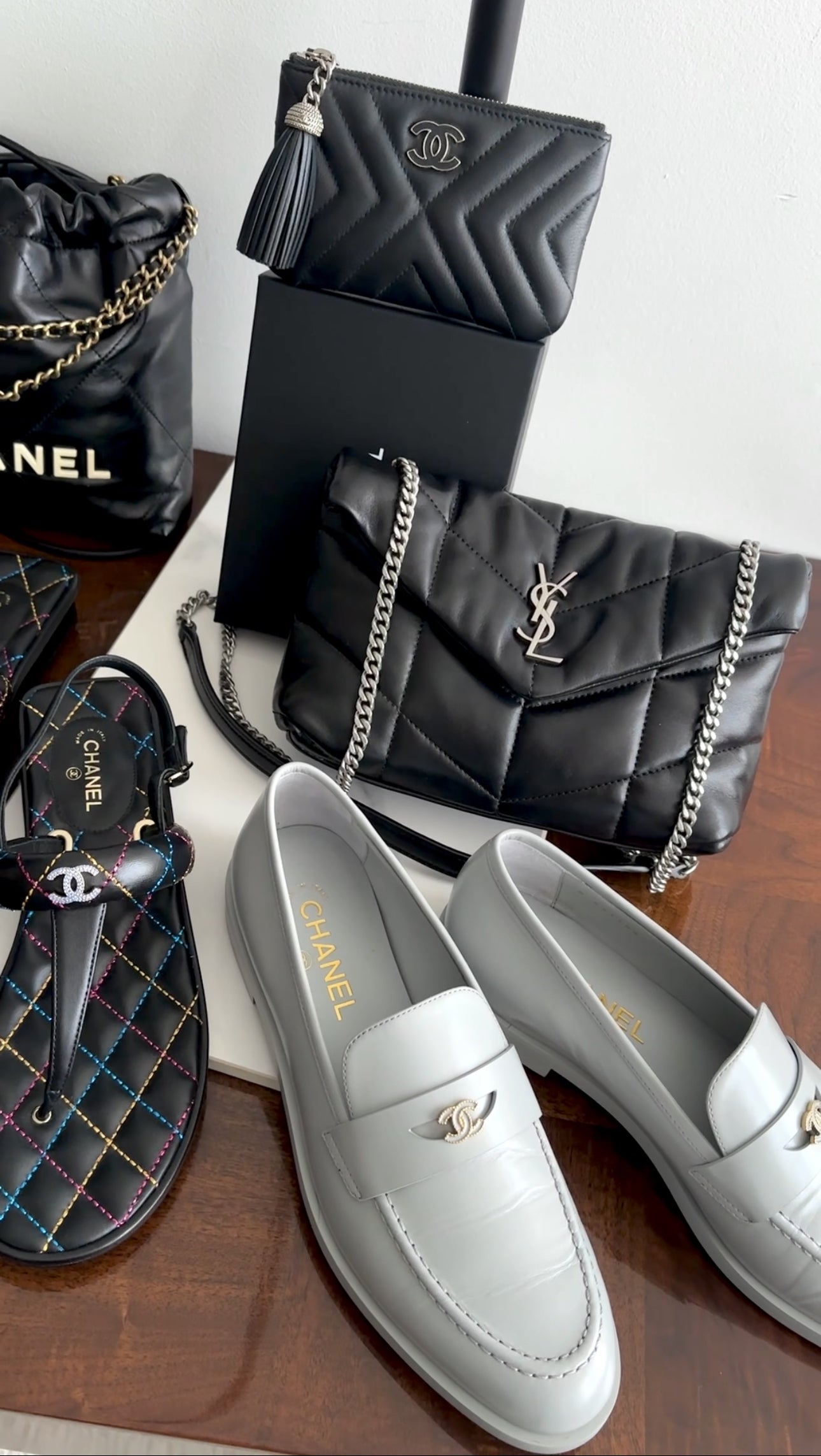 Saint Laurent Black Quilt Leather Toy Puffer Bag