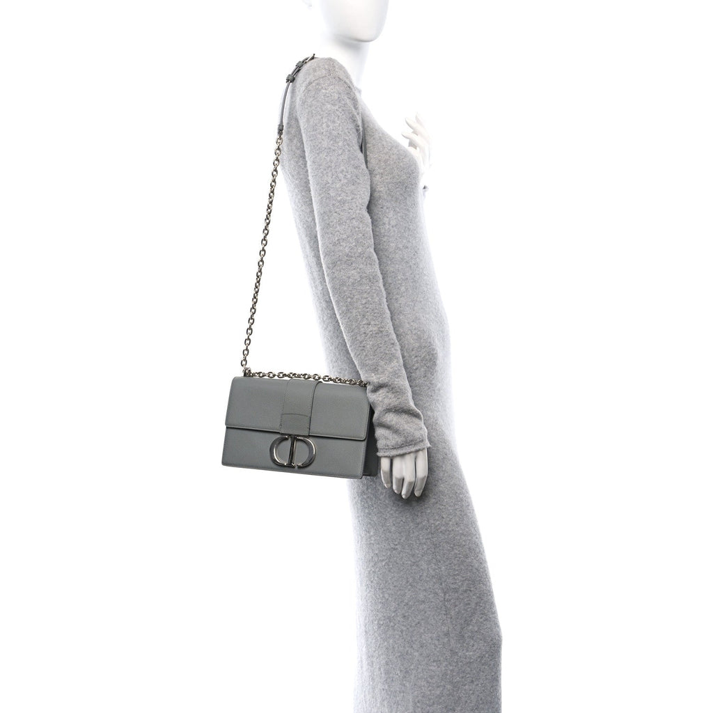 Grained Calfskin 30 Montaigne Chain Flap Bag Grey