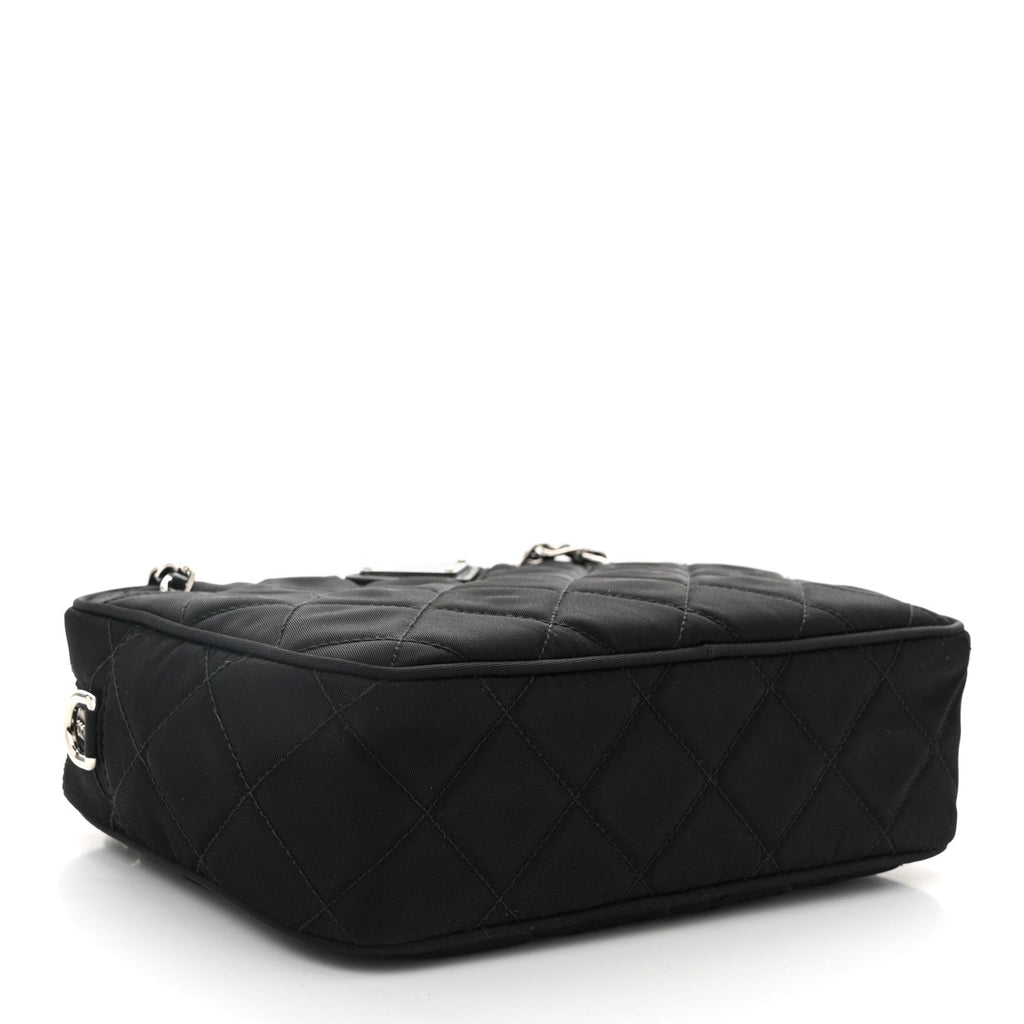 Nylon Tessuto Impuntu Quilted Bandoliera Crossbody Bag Black