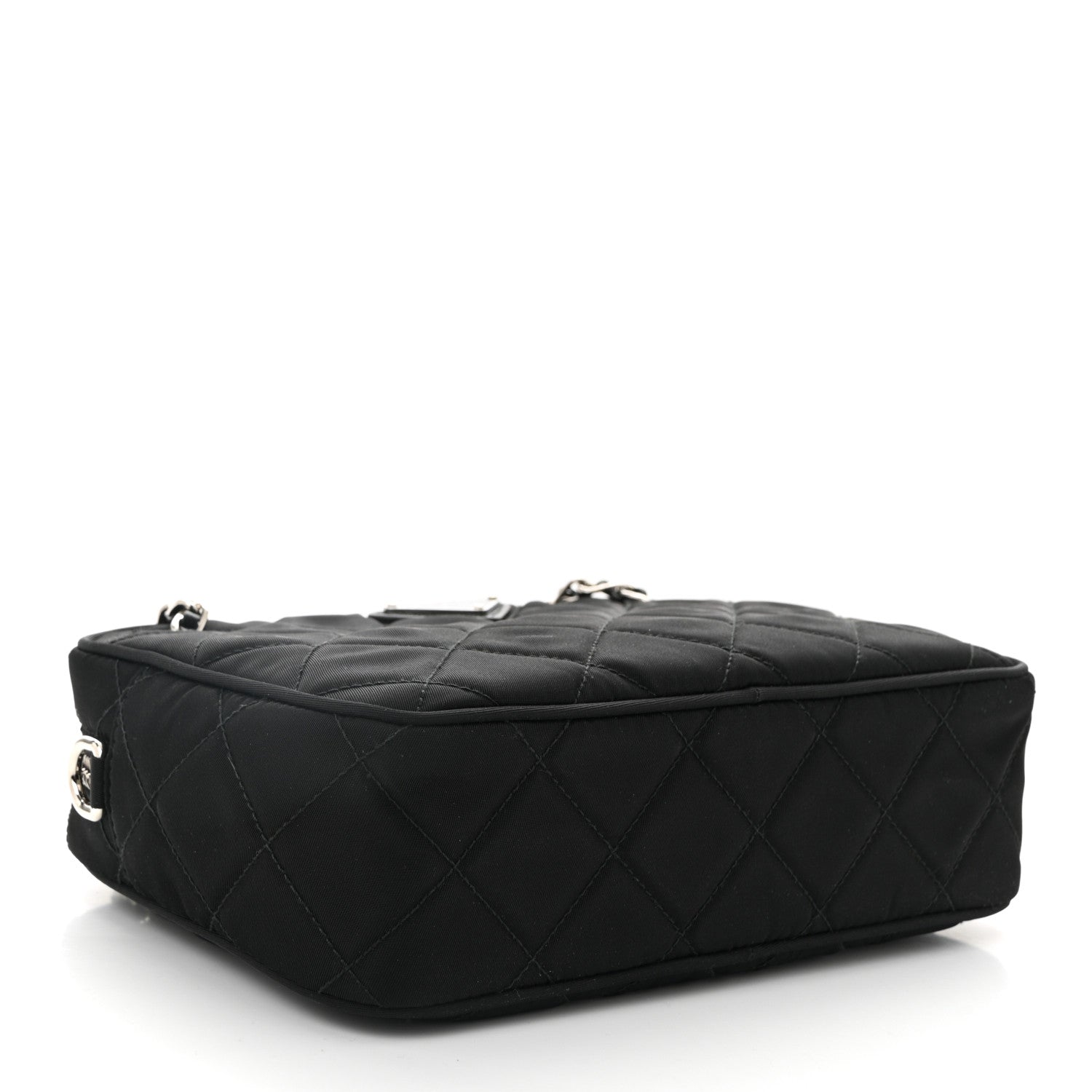 Nylon Tessuto Impuntu Quilted Bandoliera Crossbody Bag Black