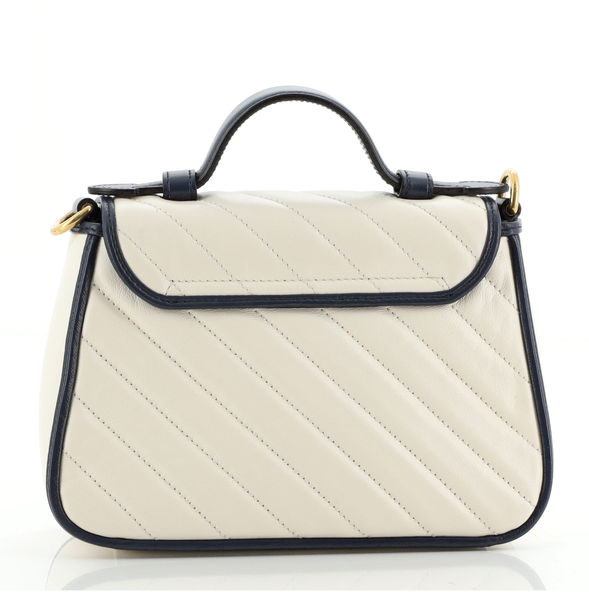 GG Marmont Top Handle Flap Bag Diagonal Quilted Leather Mini