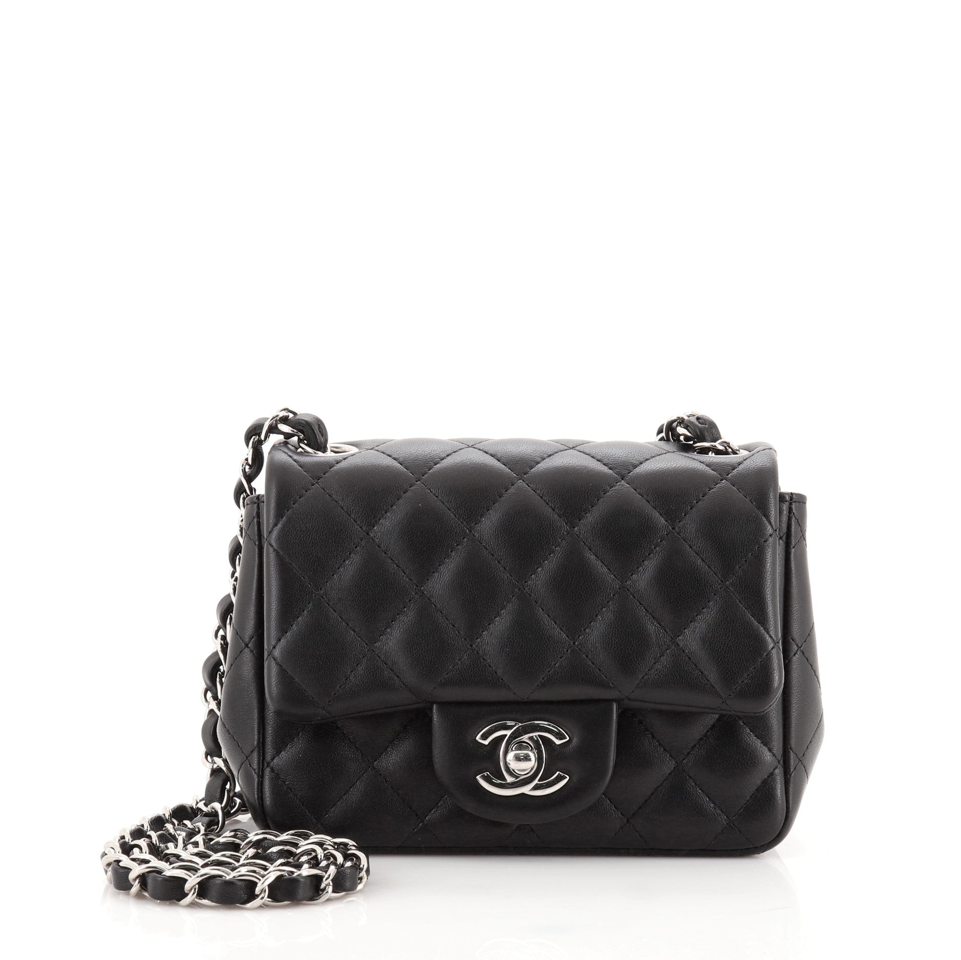 Square Classic Single Flap Bag Quilted Lambskin Mini