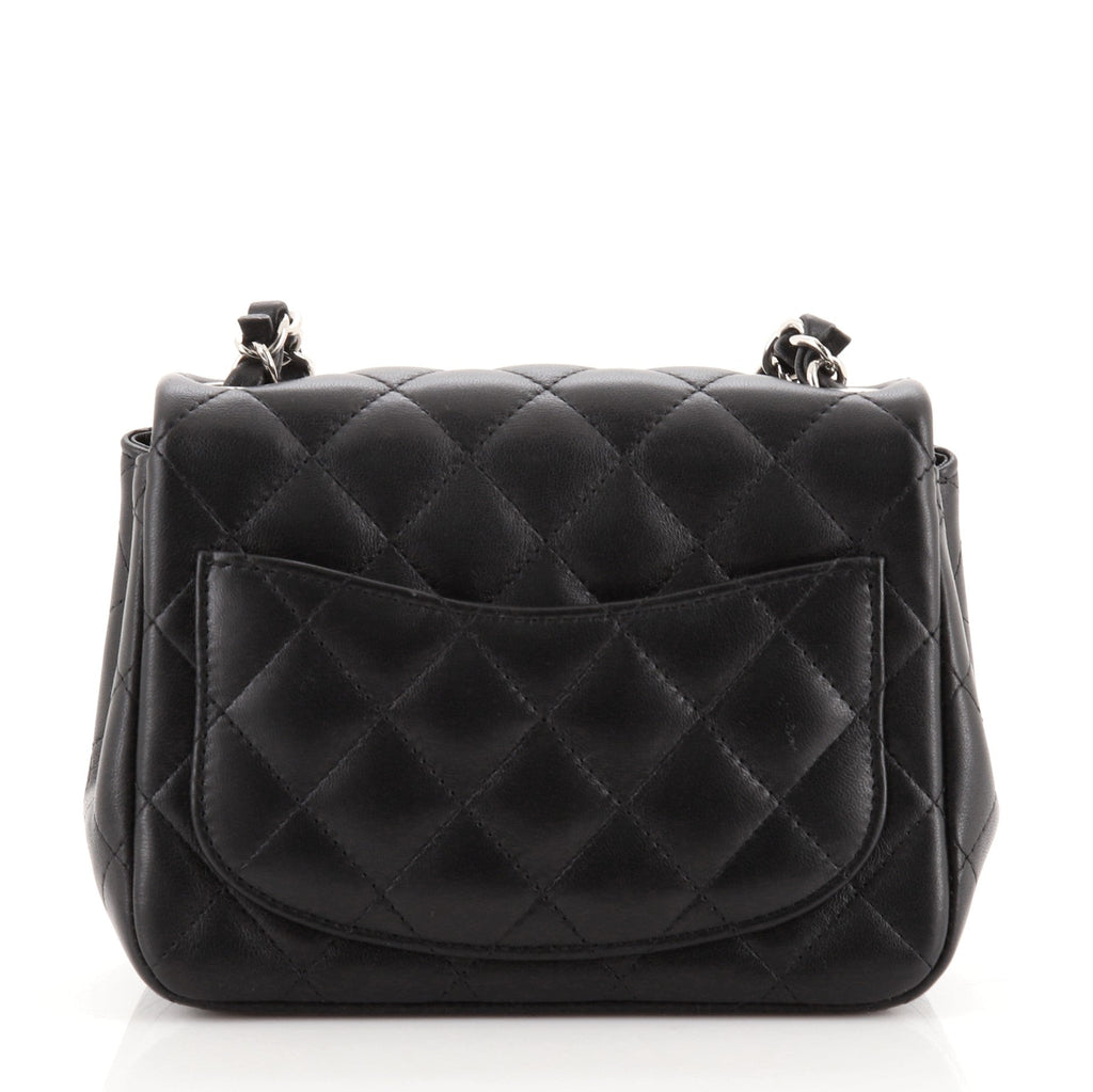 Square Classic Single Flap Bag Quilted Lambskin Mini
