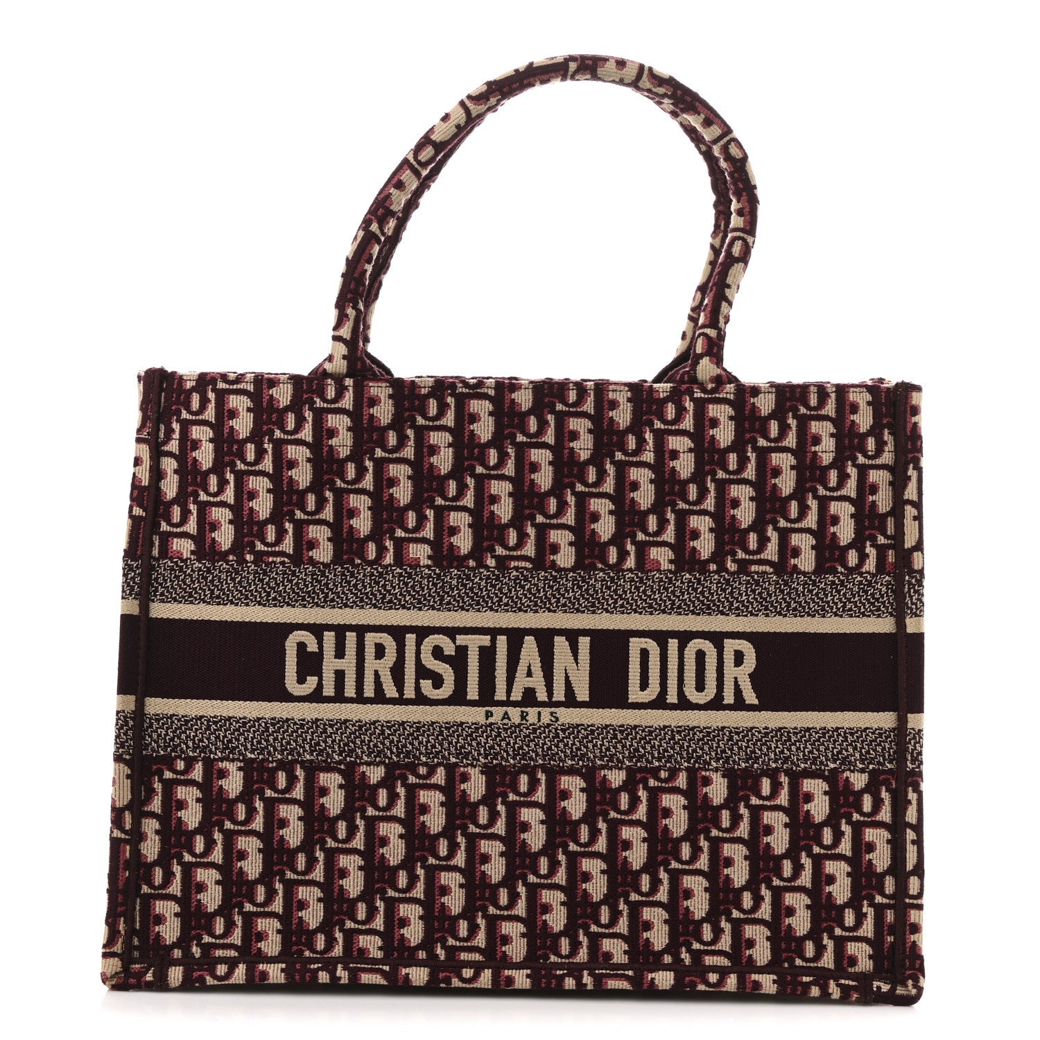 Oblique Medium Book Tote Burgundy Multicolor