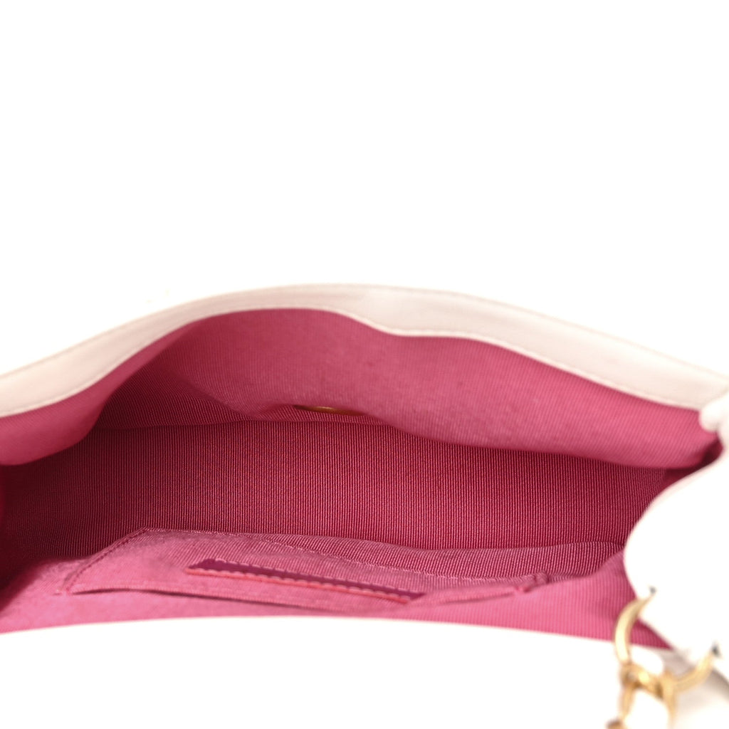 Lambskin Quilted Small In The Loop Handle Flap Bag White