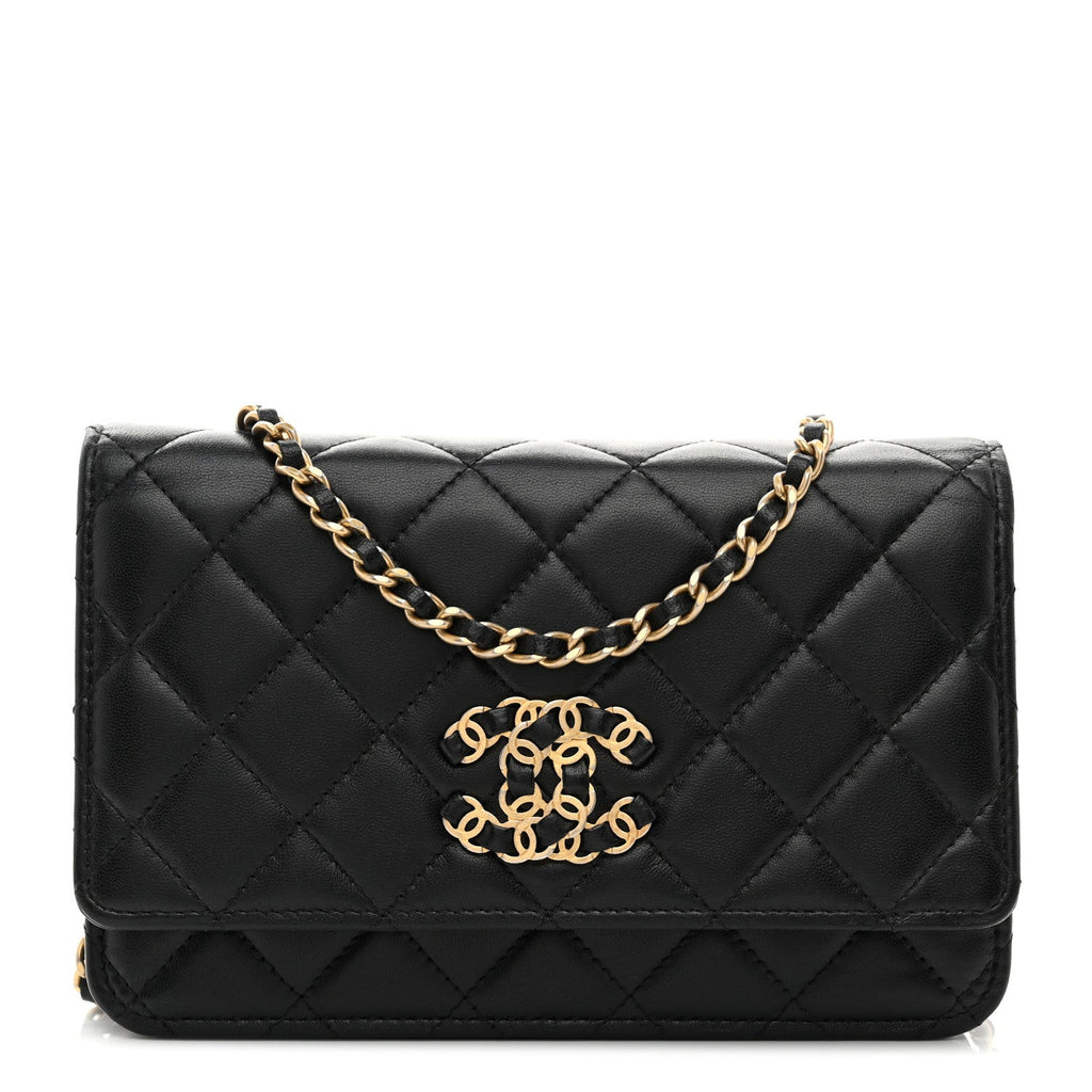 Lambskin Quilted Infinity Wallet On Chain WOC Black