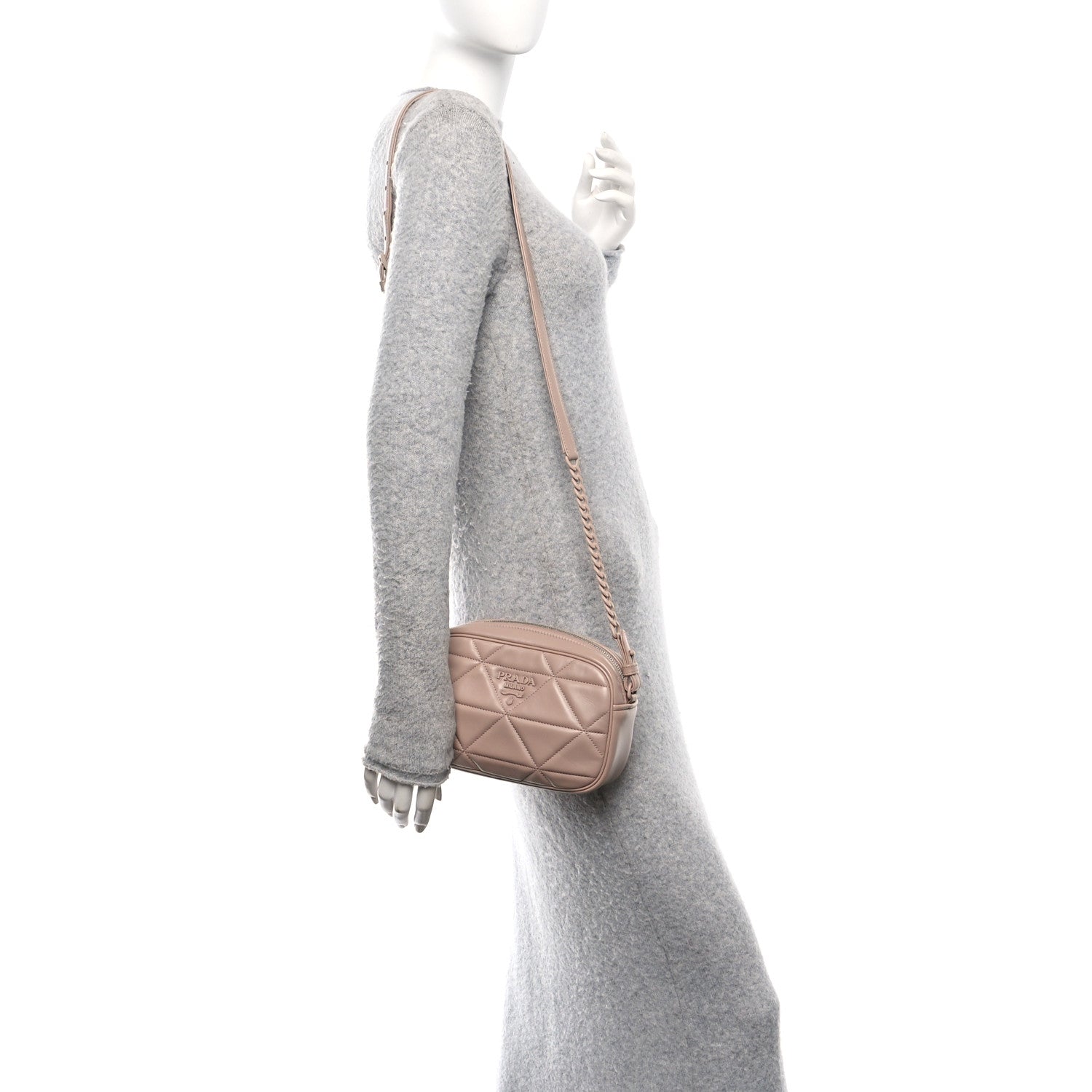 Nappa Triangle Stitched Spectrum Camera Bag Cipria