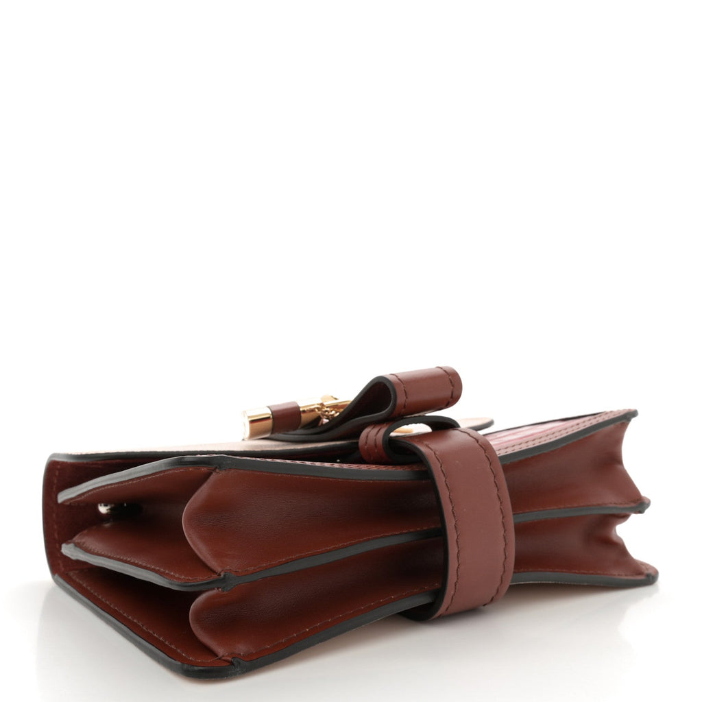 Calfskin Crocodile Embossed Aby Chain Shoulder Bag Pink Red