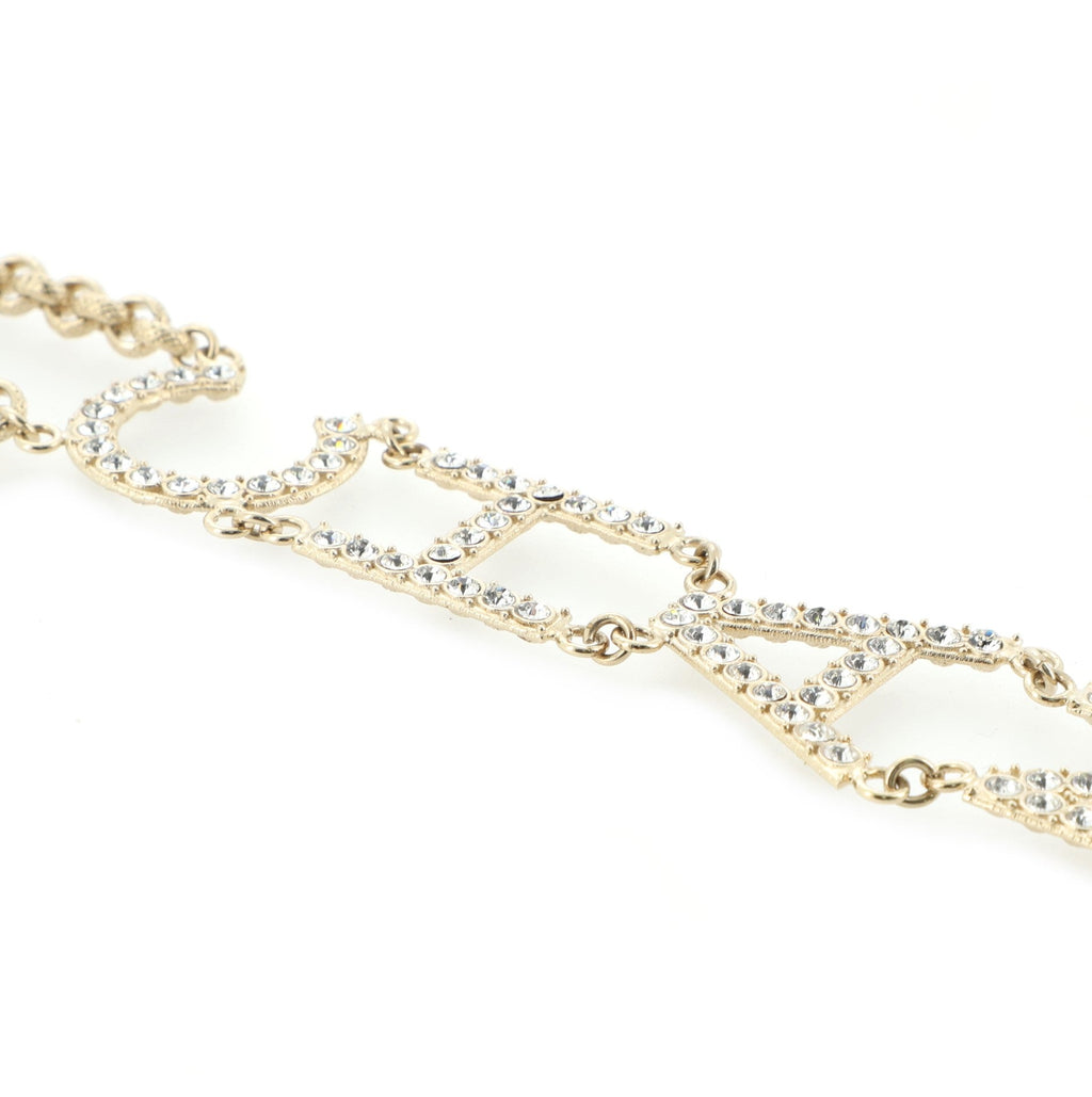 Vertical Logo Necklace Metal with Crystal