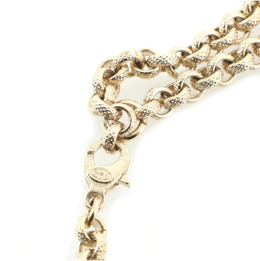 Vertical Logo Necklace Metal with Crystal