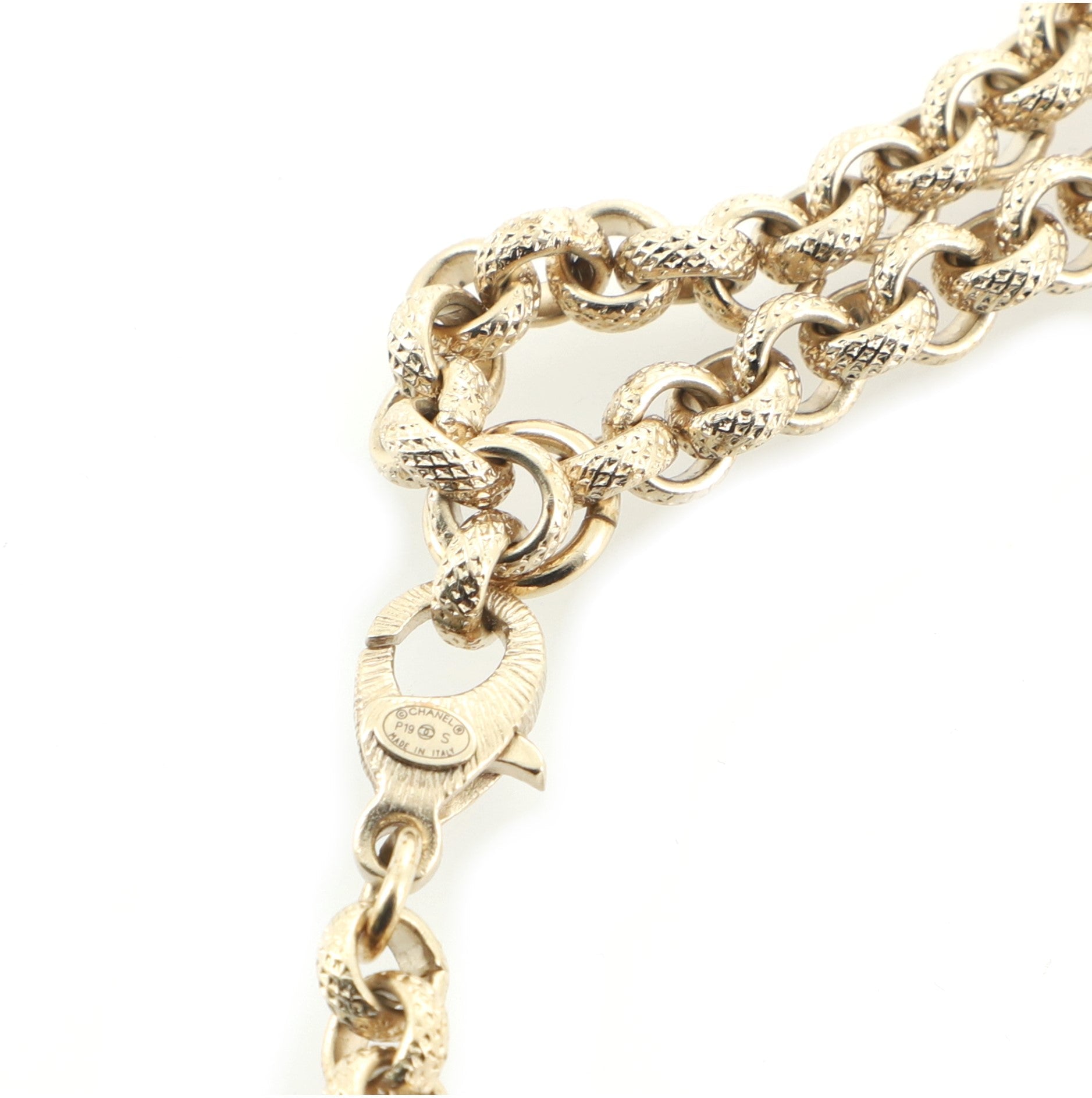 Vertical Logo Necklace Metal with Crystal