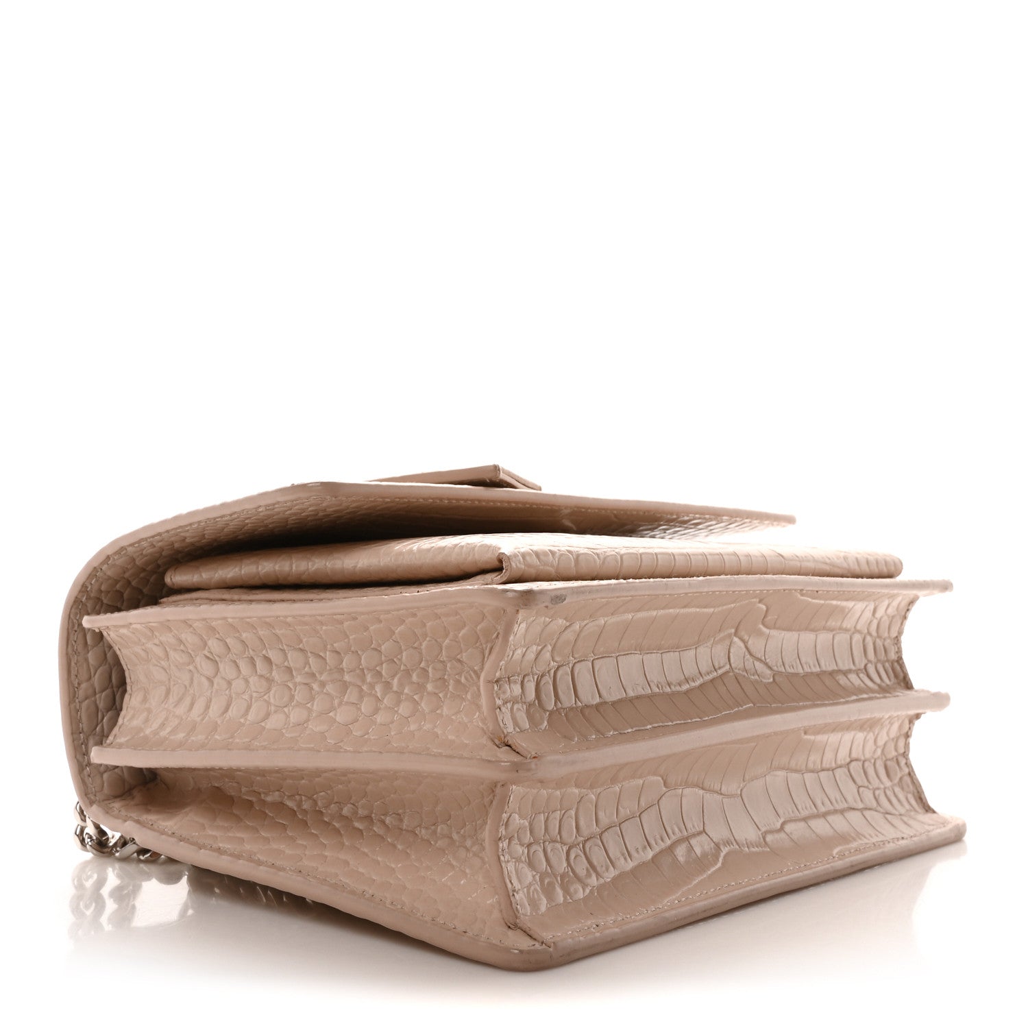 Calfskin Crocodile Embossed Medium Monogram Sunset Washed Light Pink