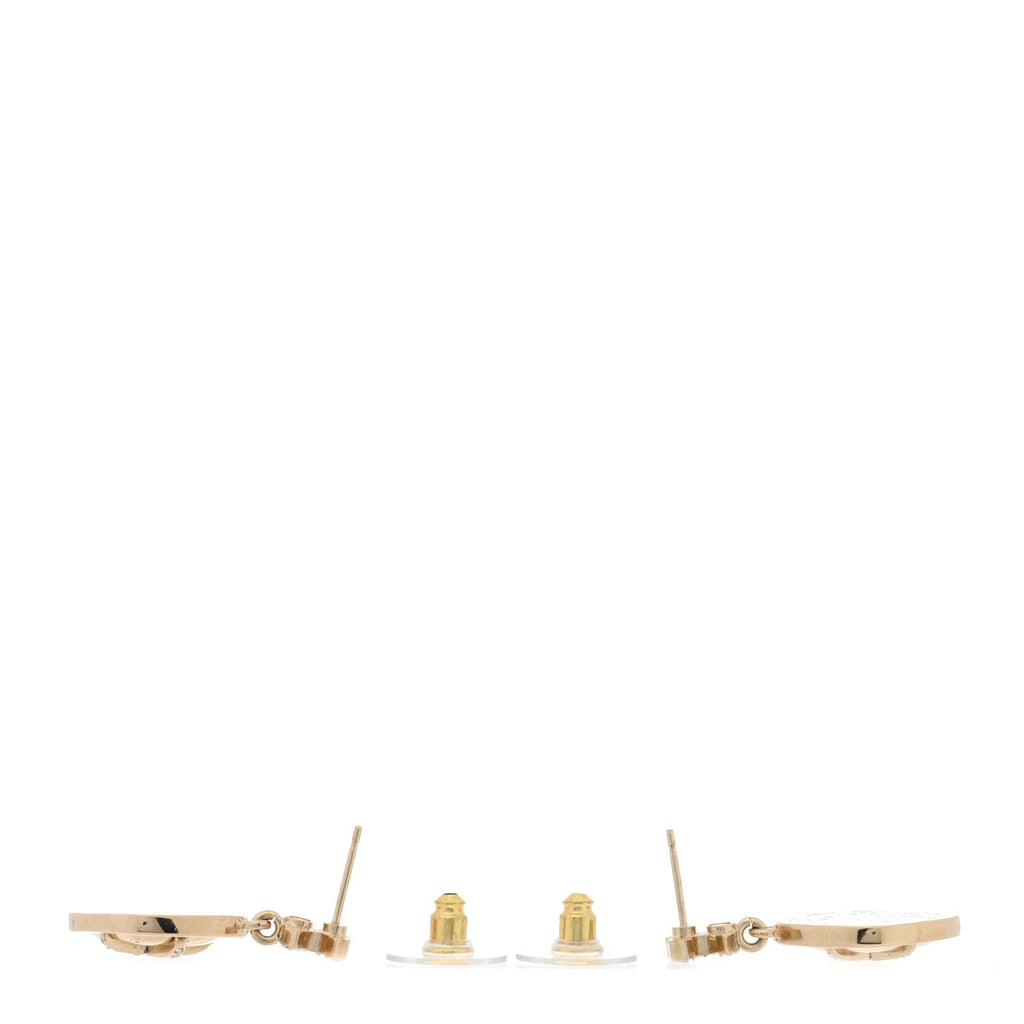 Crystal CC Drop Earrings Gold